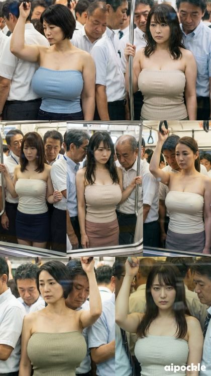 アラフォー熟女の爆乳、徹底的に揉みしだくっ！（電車内チューブトップ編） サンプル2ページ目