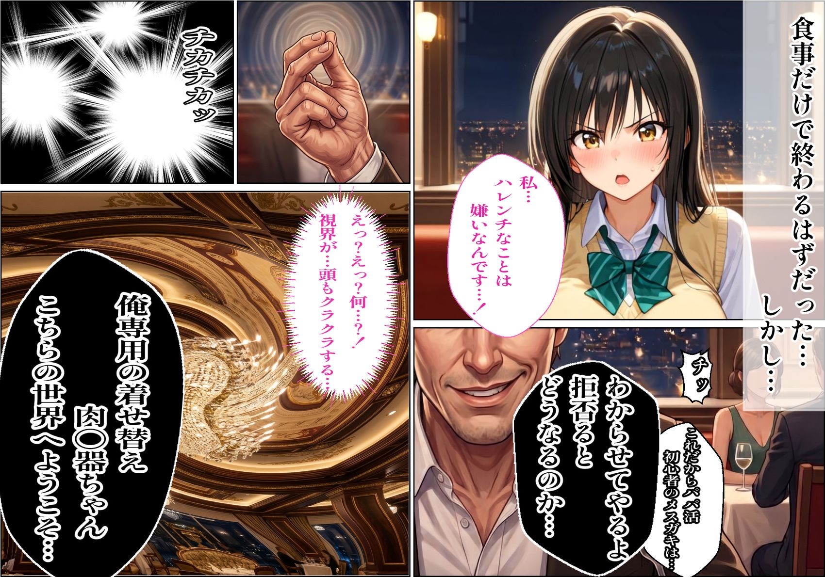 【パパ活×催〇】放課後の裏バイト-パパ活初心者の処女J〇が催〇で『パパ専用着せ替え肉便器』になっちゃった話- サンプル3ページ目
