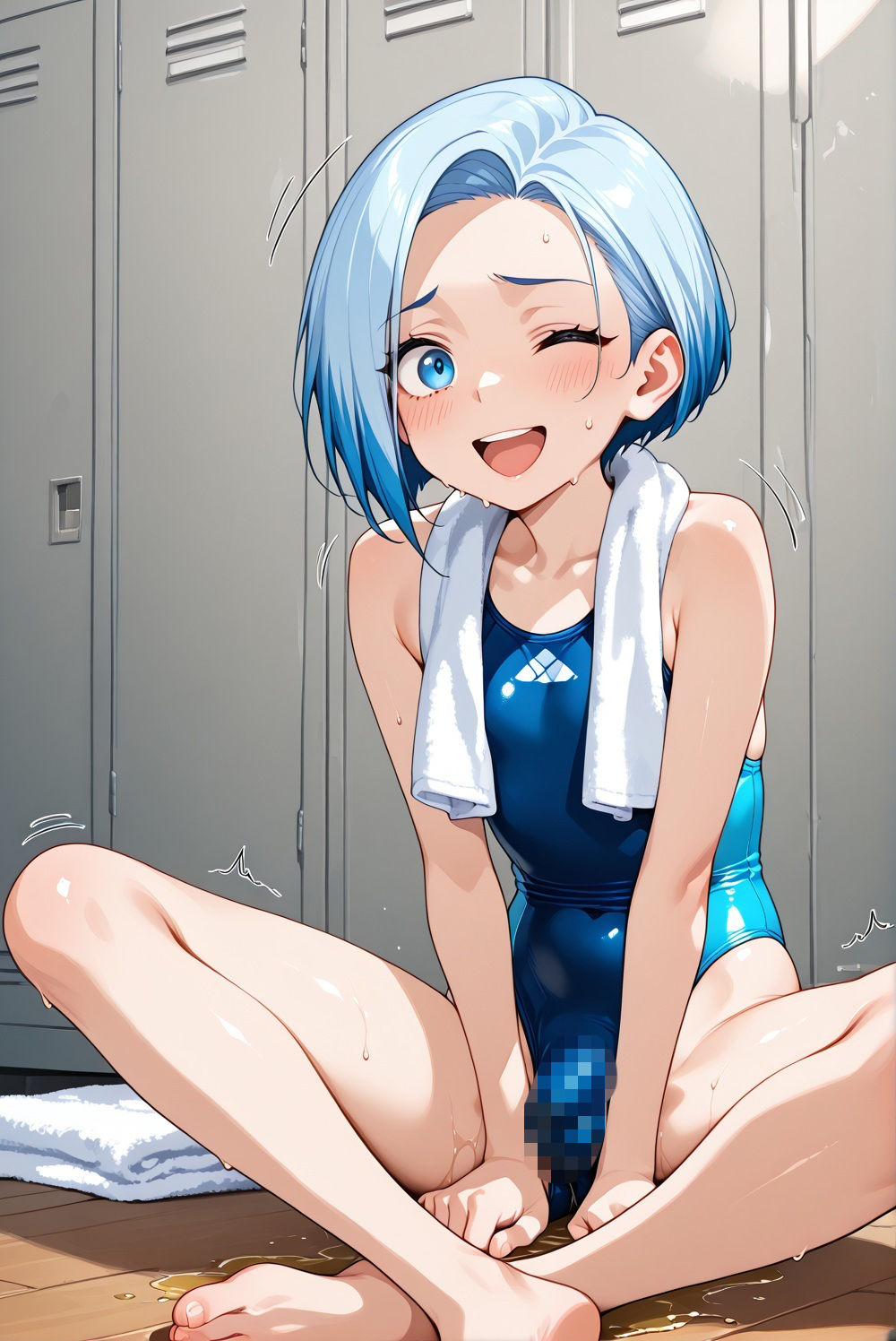 男の娘と水着を濡らす水 サンプル2ページ目