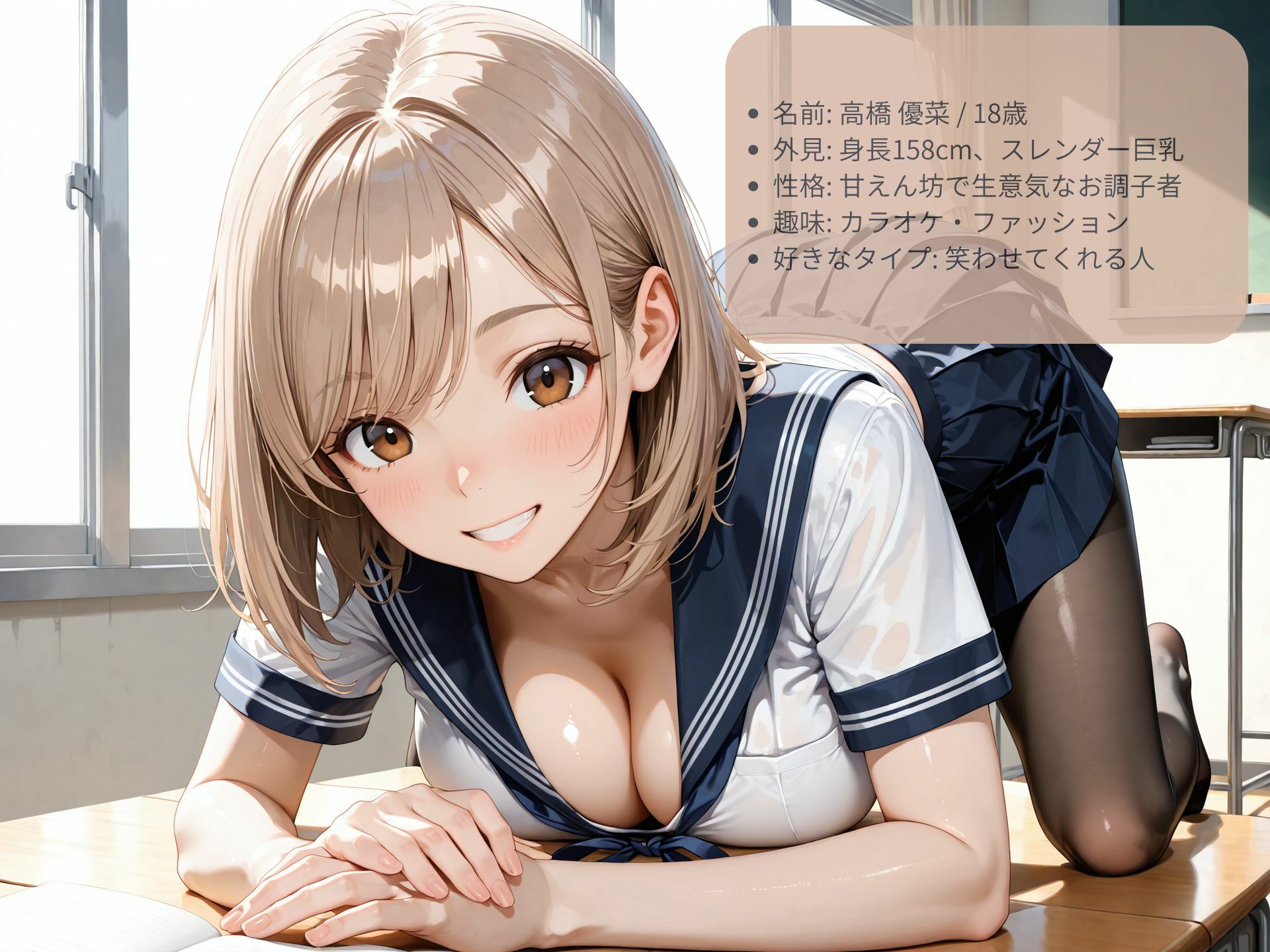 生意気な白ギャル巨乳JKに教室で性教育 サンプル4ページ目