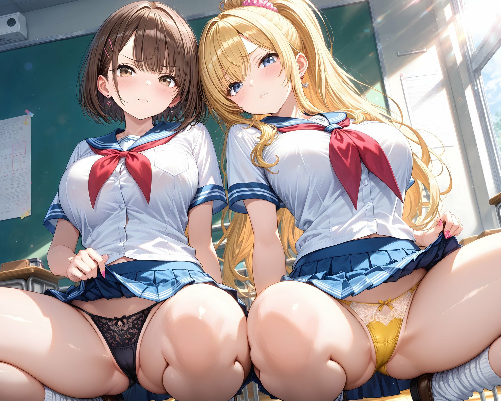超ミニスカ女学園 番外編2〜パンツ丸見えJKのパンチラ観察したり、見抜きしたり、射精のお手伝いしてもらうイラスト集〜 サンプル6ページ目