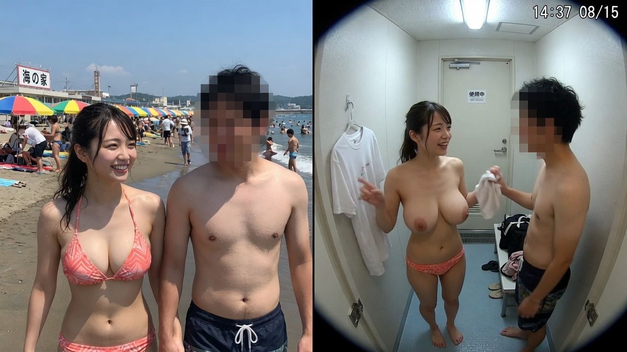 【美女189人！！】かわいいビキニ美女の海の家のシャワー室を盗撮！！水着美女のおっぱいが見れちゃった・・・私服姿がゲットできた子も！！ サンプル7ページ目
