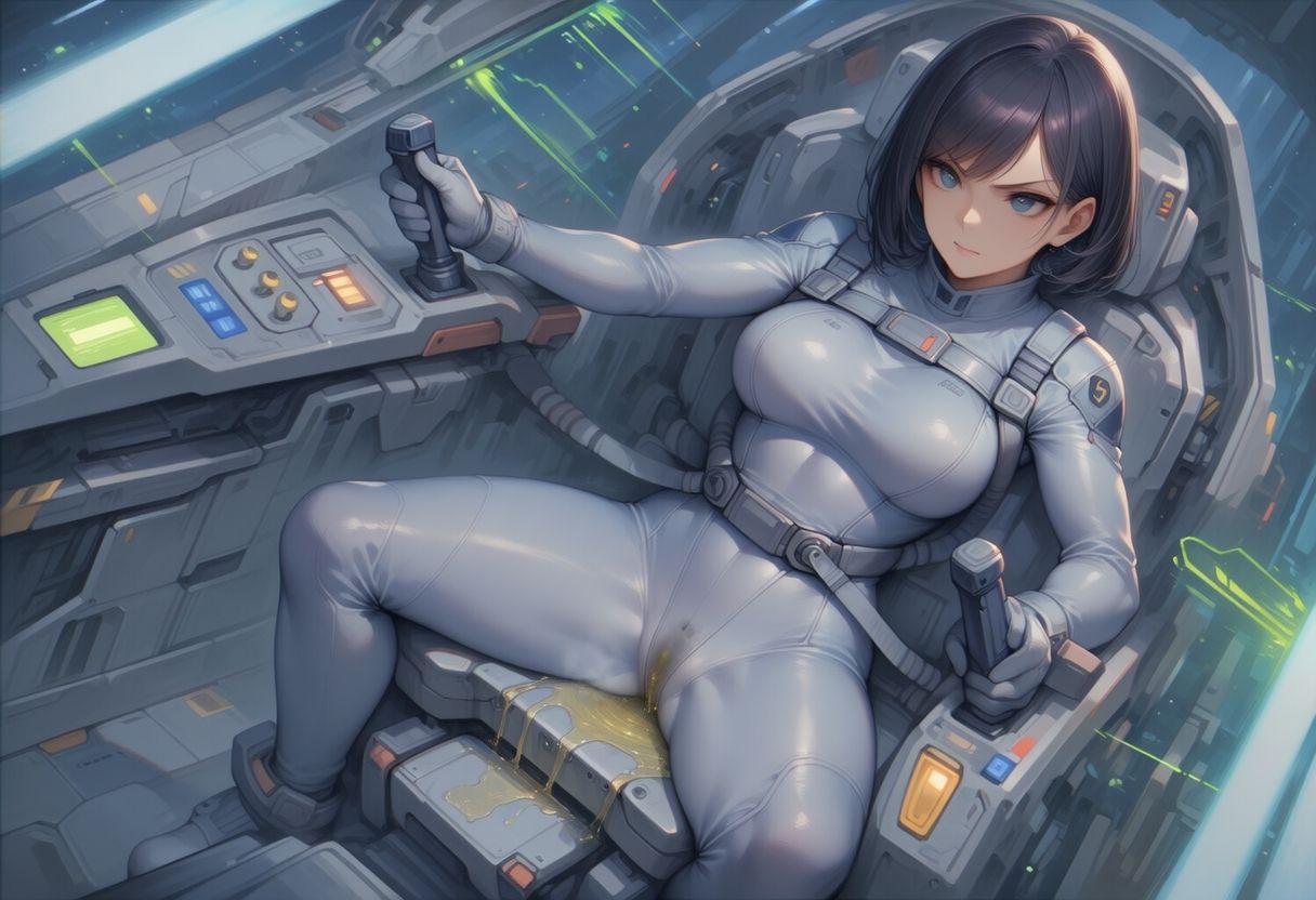 真剣な表情で失禁する女エースパイロット サンプル1ページ目