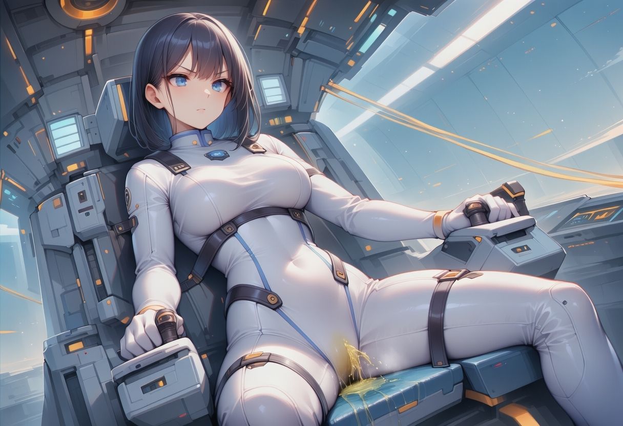 真剣な表情で失禁する女エースパイロット サンプル3ページ目