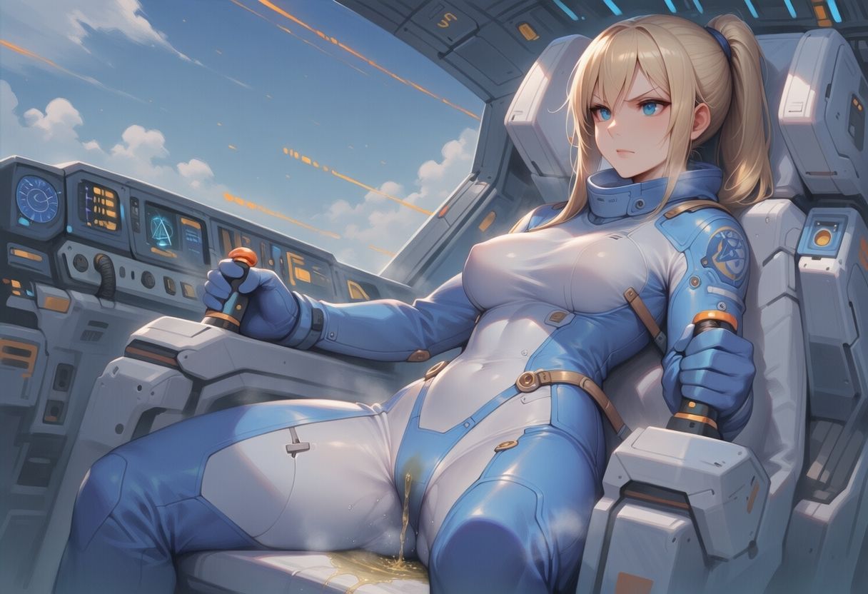 真剣な表情で失禁する女エースパイロット サンプル5ページ目