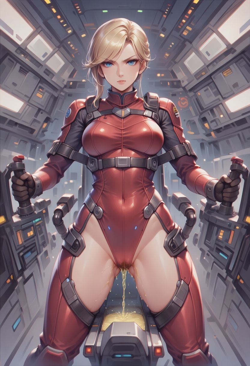 真剣な表情で失禁する女エースパイロット サンプル6ページ目