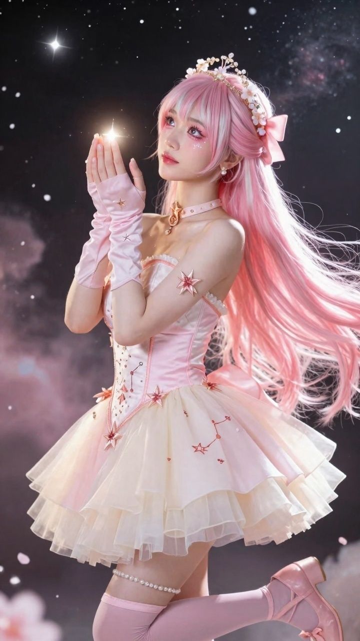 【AIコスプレ美女アイドルシリーズ ＃001:グラビア＆動画】〜ピンク星から舞い降りた、電子の妖精 星乃音 ぴこ〜 サンプル2ページ目