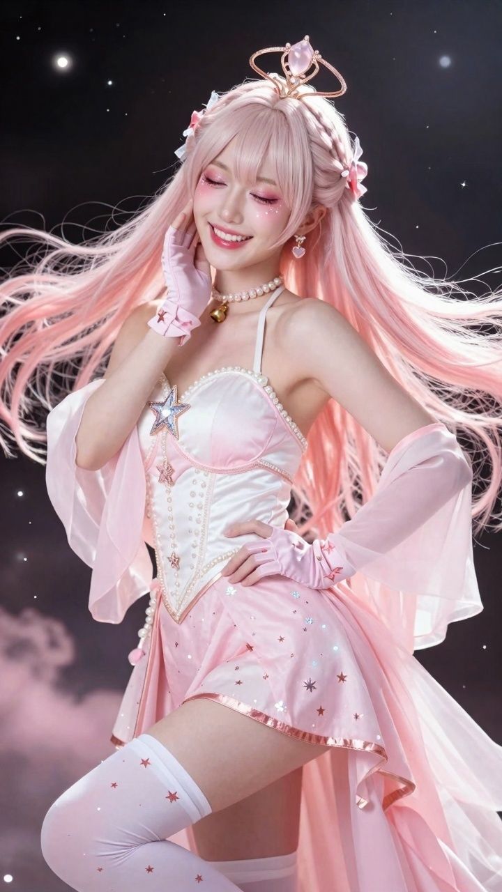 【AIコスプレ美女アイドルシリーズ ＃001:グラビア＆動画】〜ピンク星から舞い降りた、電子の妖精 星乃音 ぴこ〜 サンプル4ページ目