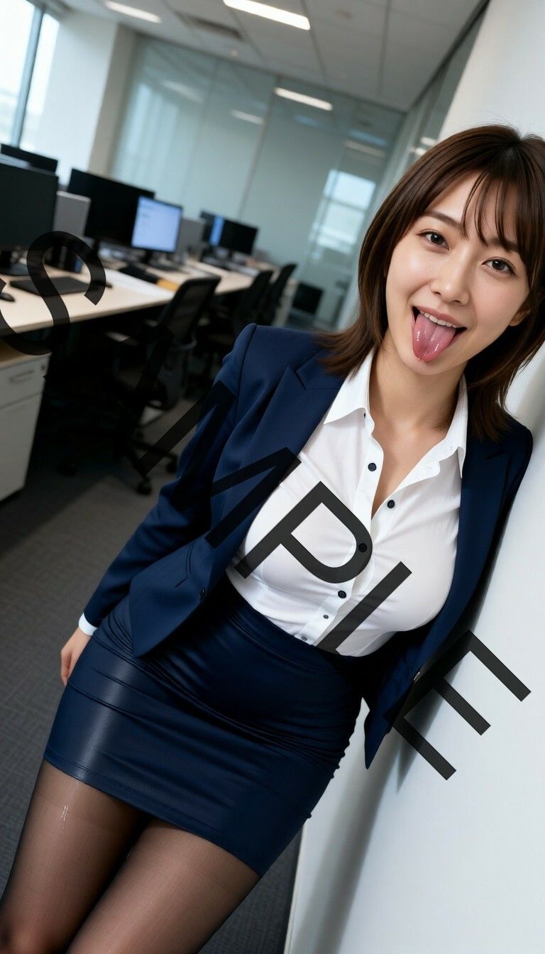 【実写系AI】美人上司のベロ出しエッチ【舌フェチ】 サンプル2ページ目