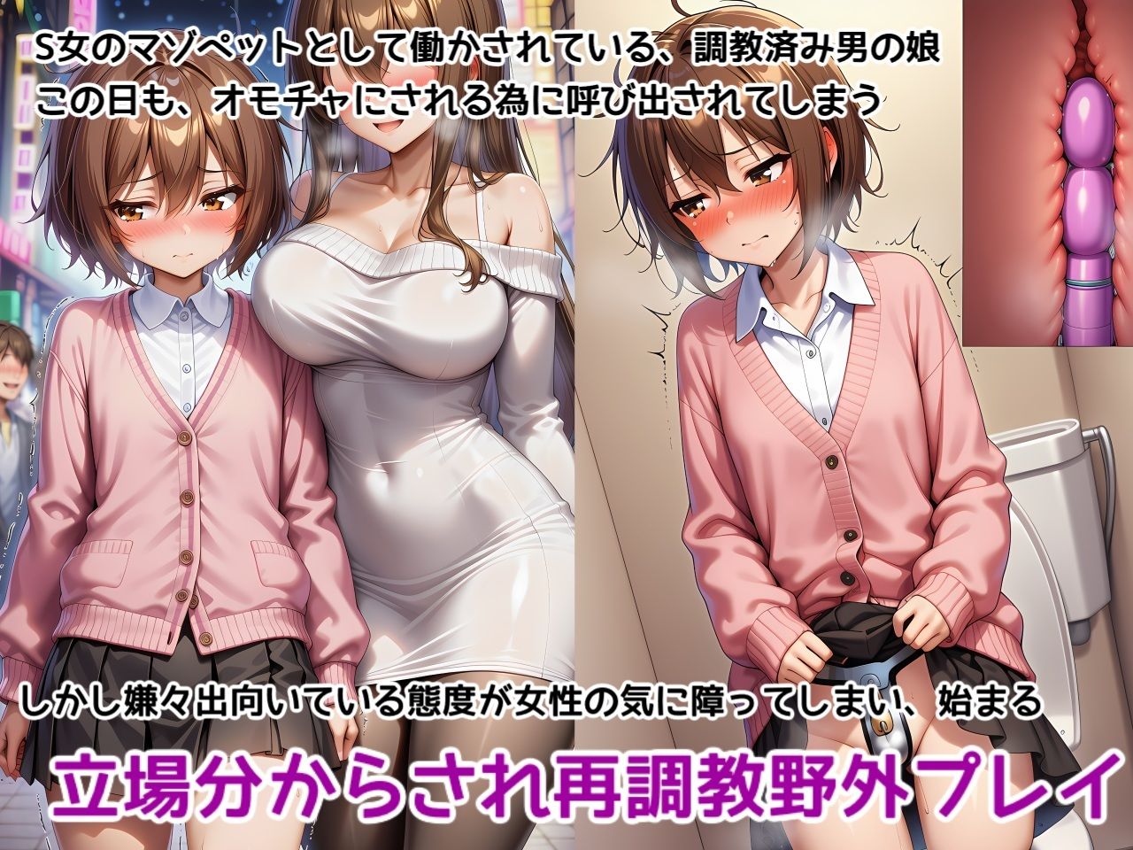 男の娘メス堕ち調教・恥辱野外調教〜お姉さんに野外でメスイキ調教され尊厳破壊恥辱でマゾメスペット堕ちを分からせられちゃう男の娘の話 サンプル1ページ目