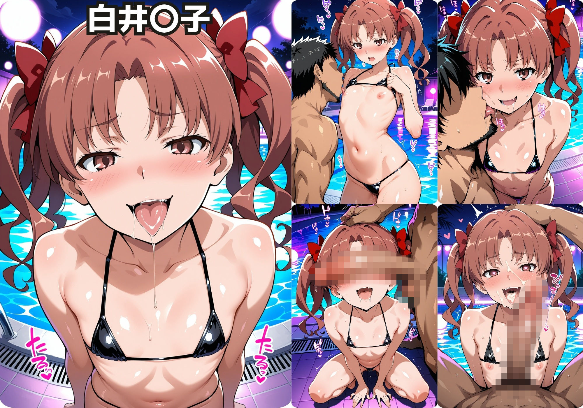 ナイトプールでガンギマるドスケベヒロイン食蜂〇折＆御坂〇琴＆白井〇子 サンプル8ページ目