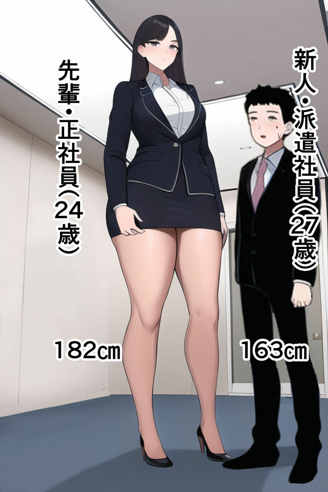 高身長女性×低身長男性 言葉責め集（スーツ女性編） サンプル1ページ目