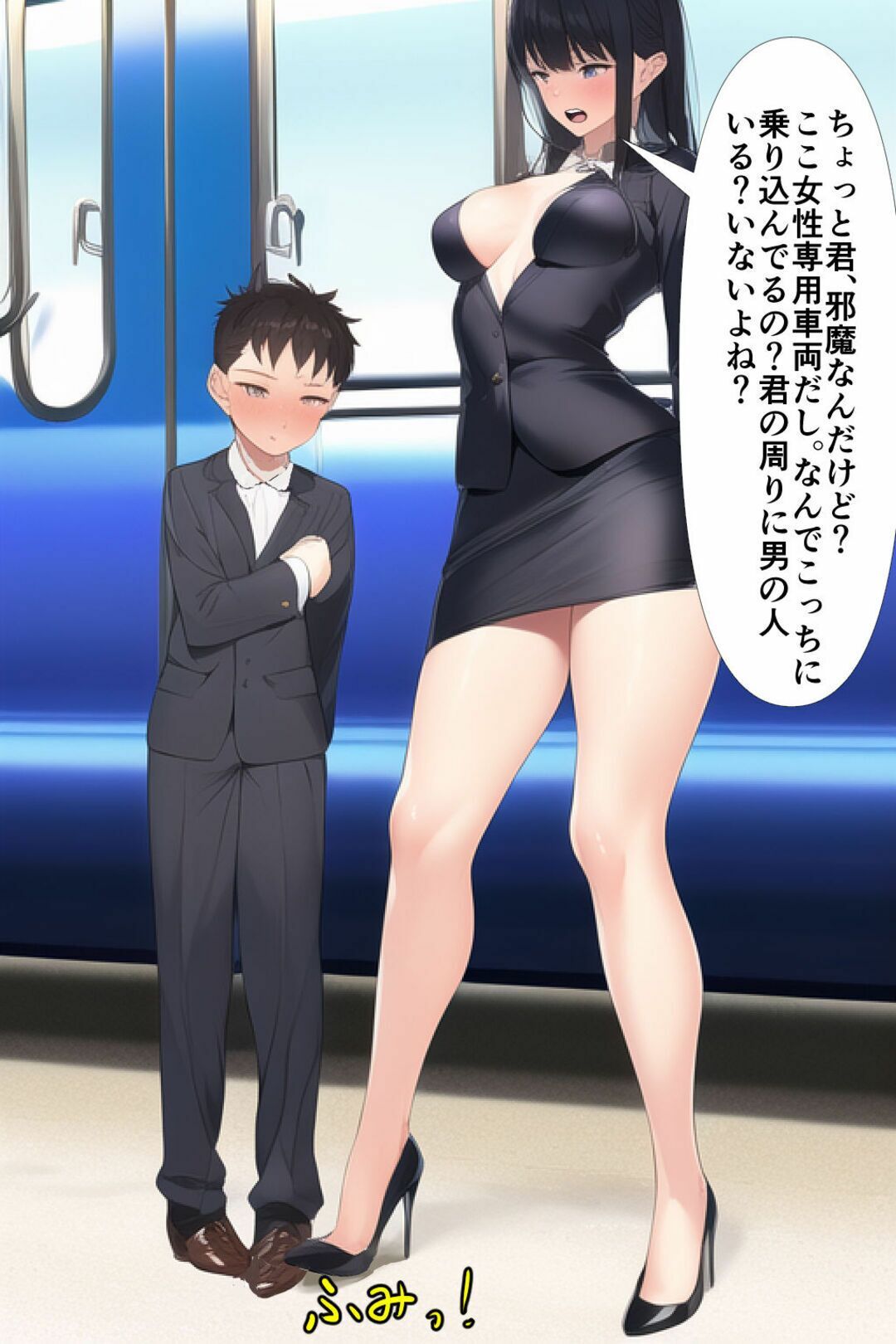 高身長女性×低身長男性 言葉責め集（スーツ女性編） サンプル3ページ目