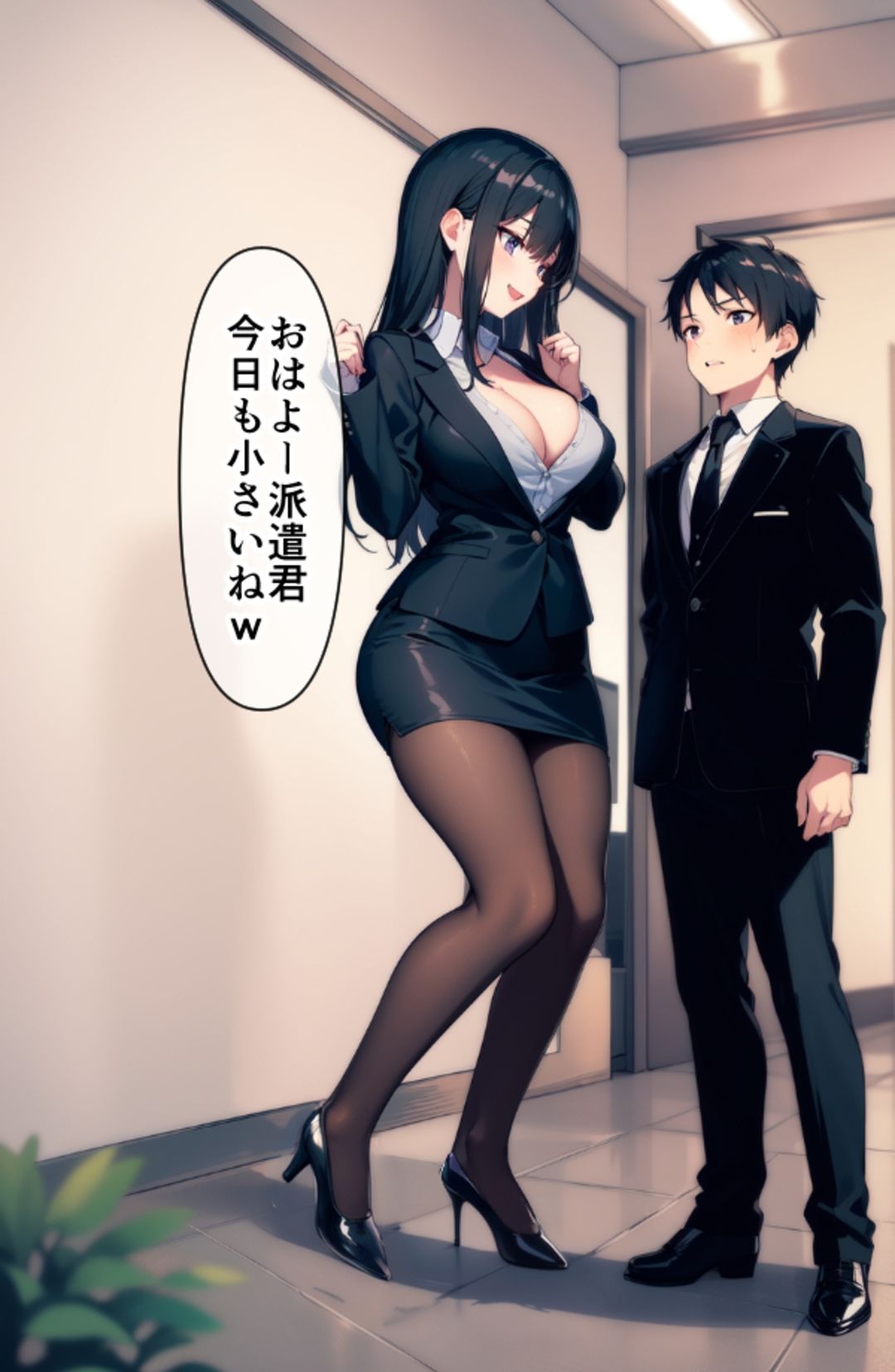 高身長女性×低身長男性 言葉責め集（スーツ女性編） サンプル8ページ目