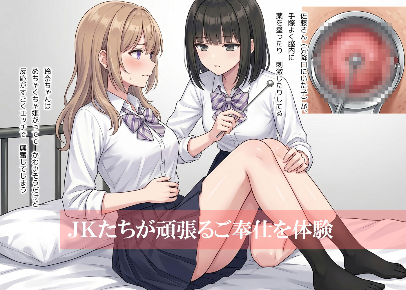 放課後奉仕活動中  放課後は自習室に集合！  Vol1  れいな・はなえ・かのん サンプル1ページ目