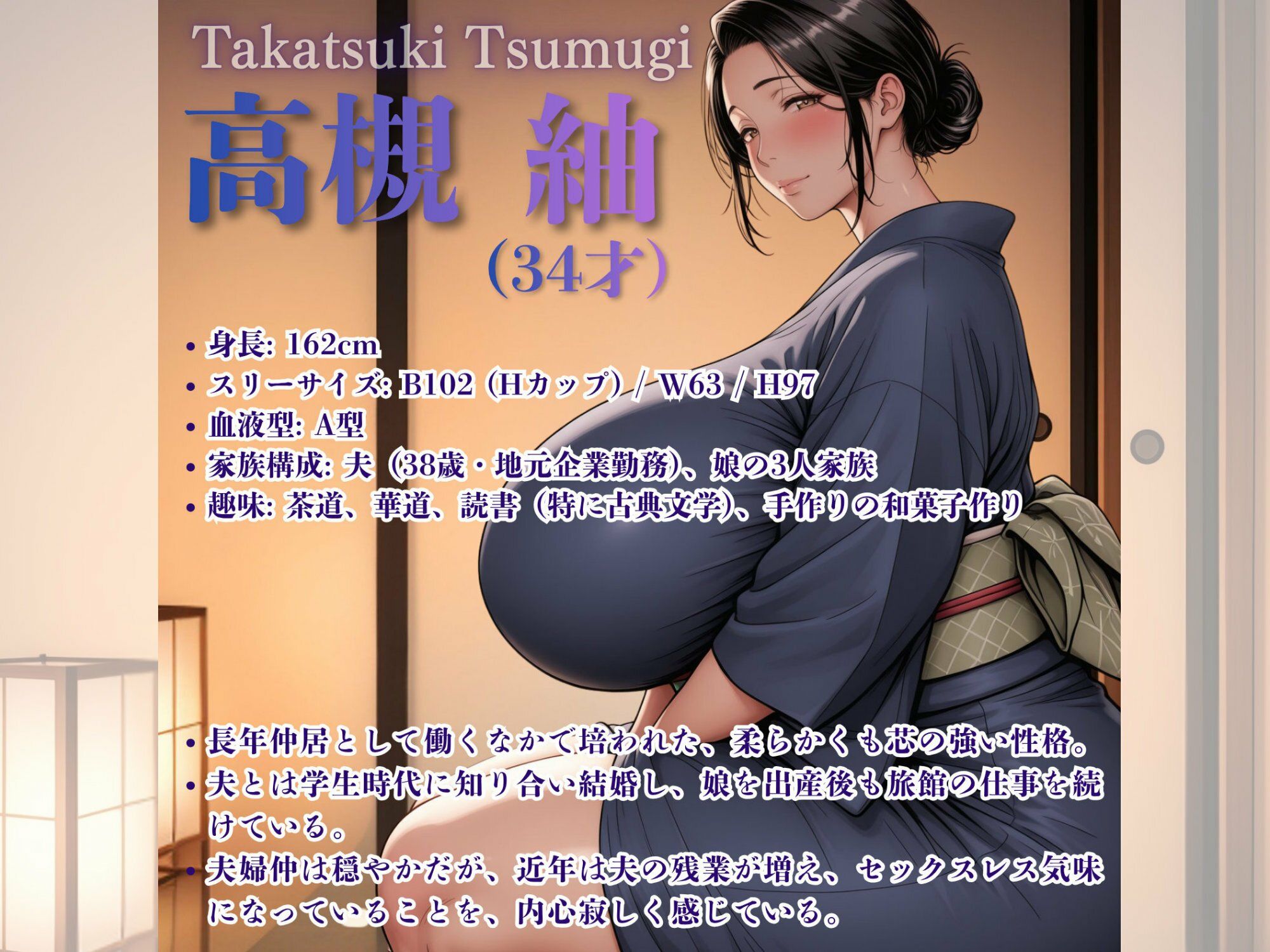 【セリフ入りあり】老舗旅館爆乳人妻仲居（34） 乱れた着物でおっぱい揺らし おじさんザーメン子宮ぶっこみ恥辱性待 サンプル1ページ目