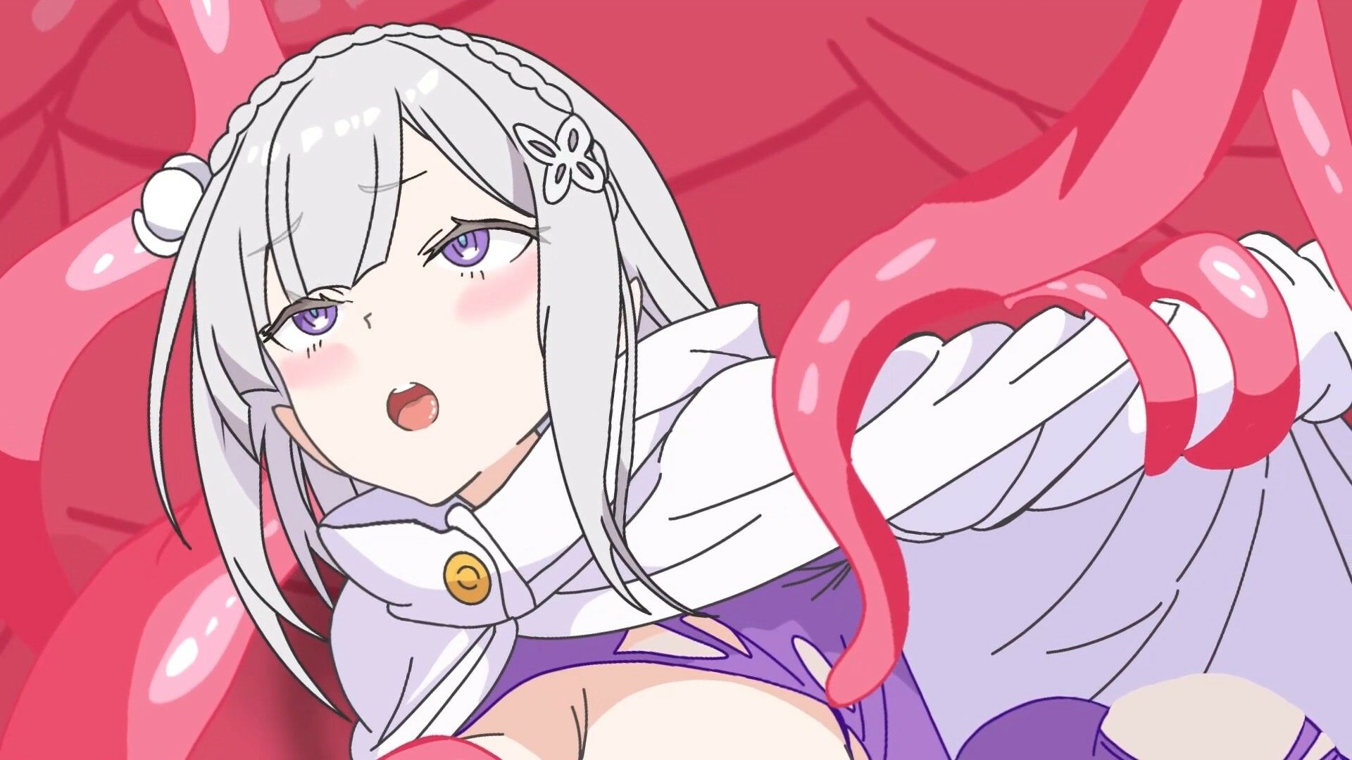 【Live2Dアニメ】砂丘を渡る途中で大穴に落ちたエミリアが触手の魔獣に襲われる… サンプル5ページ目