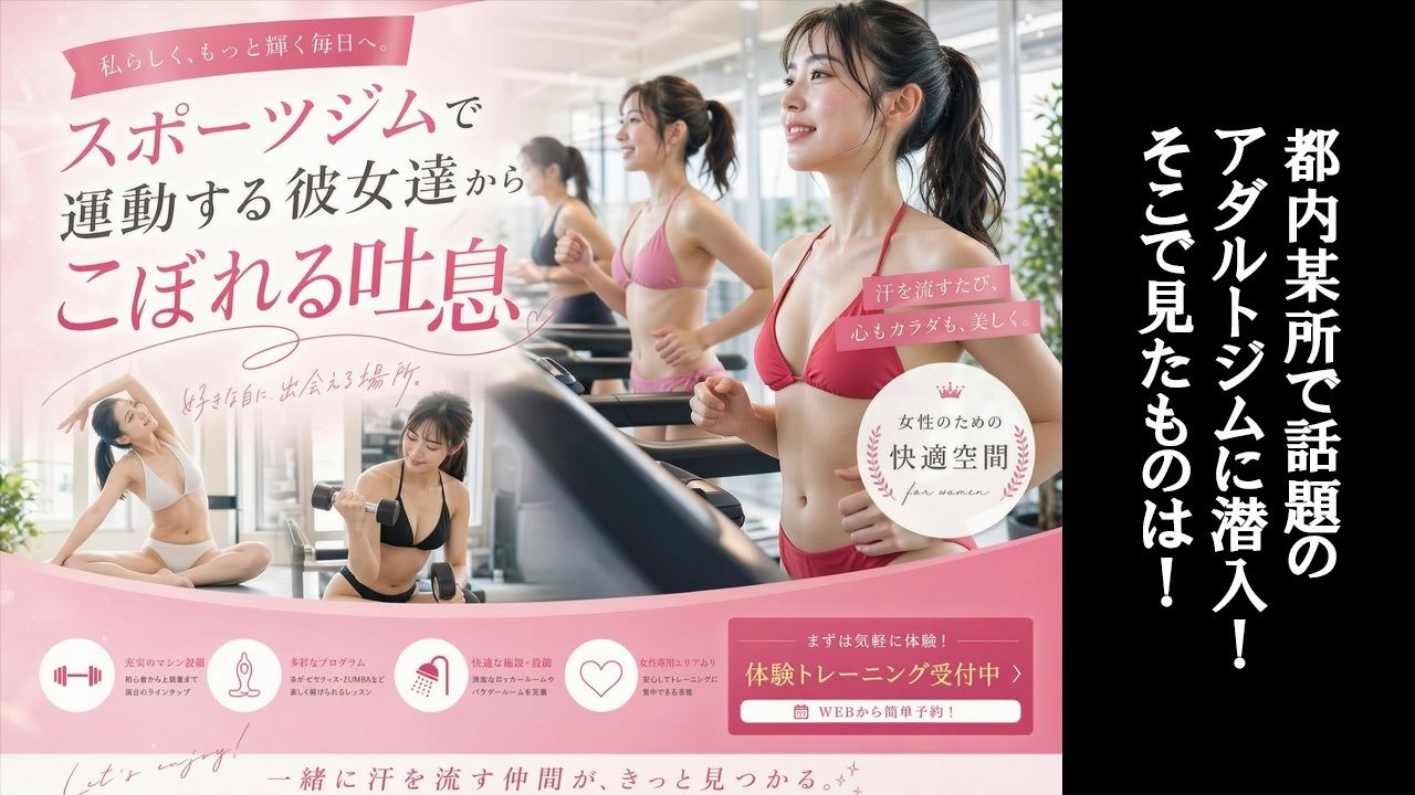 【Kokeru Girl】都内で噂のエロいジムに突撃！美女達からもれる吐息とエロハプニング！ サンプル1ページ目