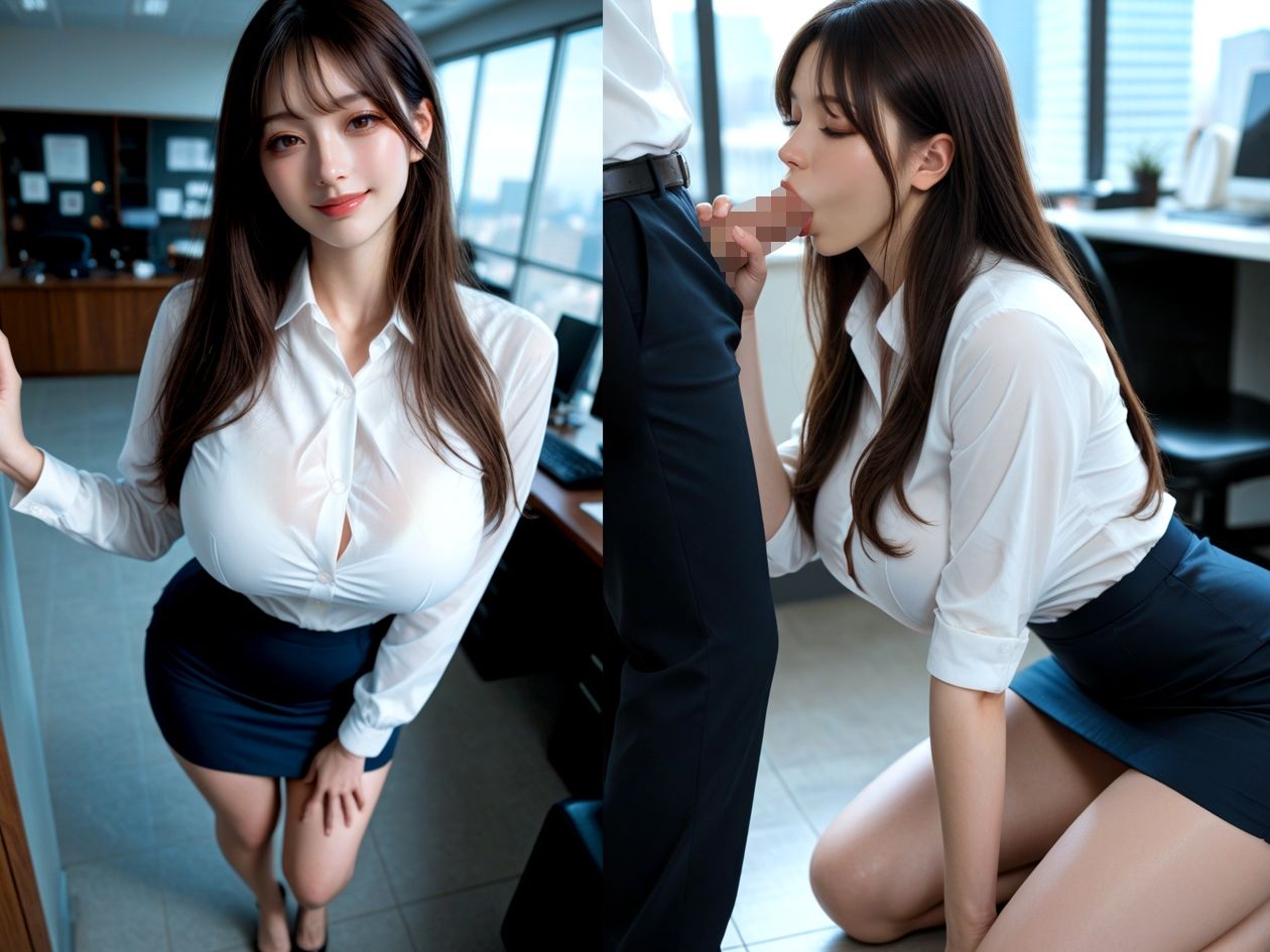 【AIのAV動画】巨乳OL オフィスでOL2人と着衣性交 サンプル5ページ目