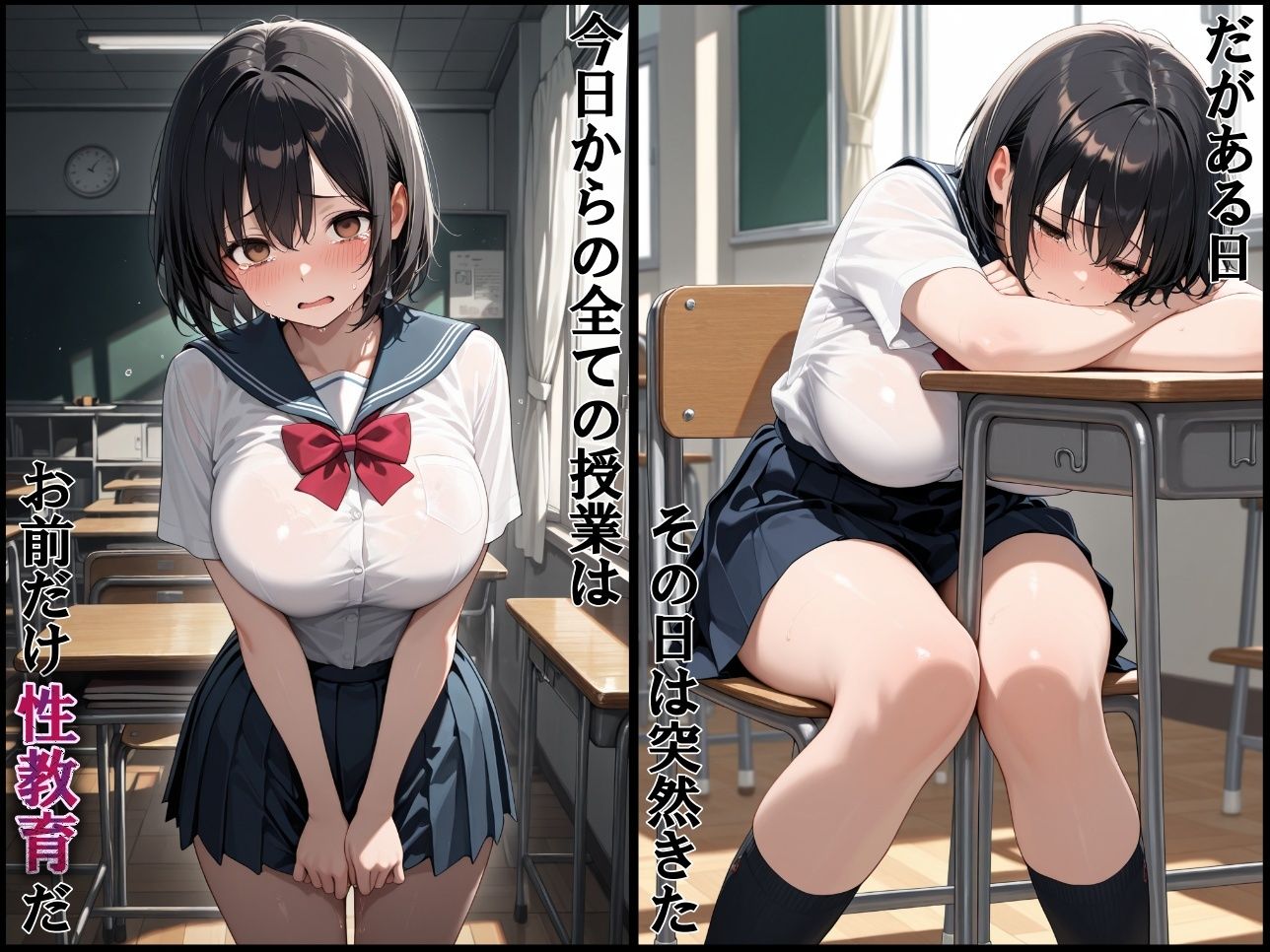 巨乳性指導〜調教されたまんこは男子達の肉便器〜 サンプル2ページ目