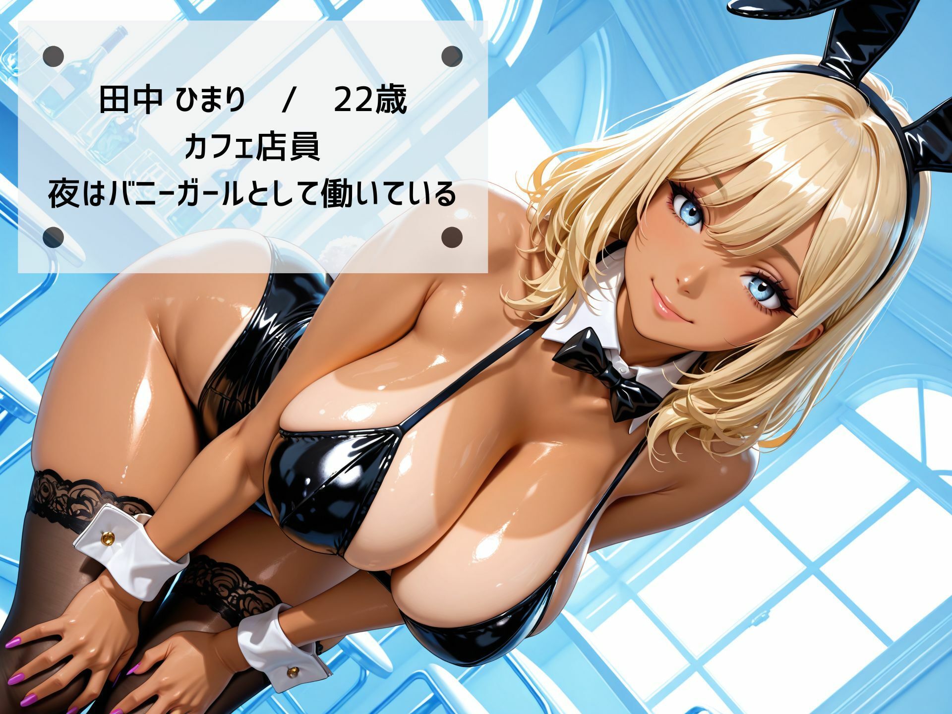 【4K高画質】黒ギャルが巨乳を揺らして濃密セックス！ むっちり巨乳バニーの日焼け跡がエロすぎる！ サンプル1ページ目