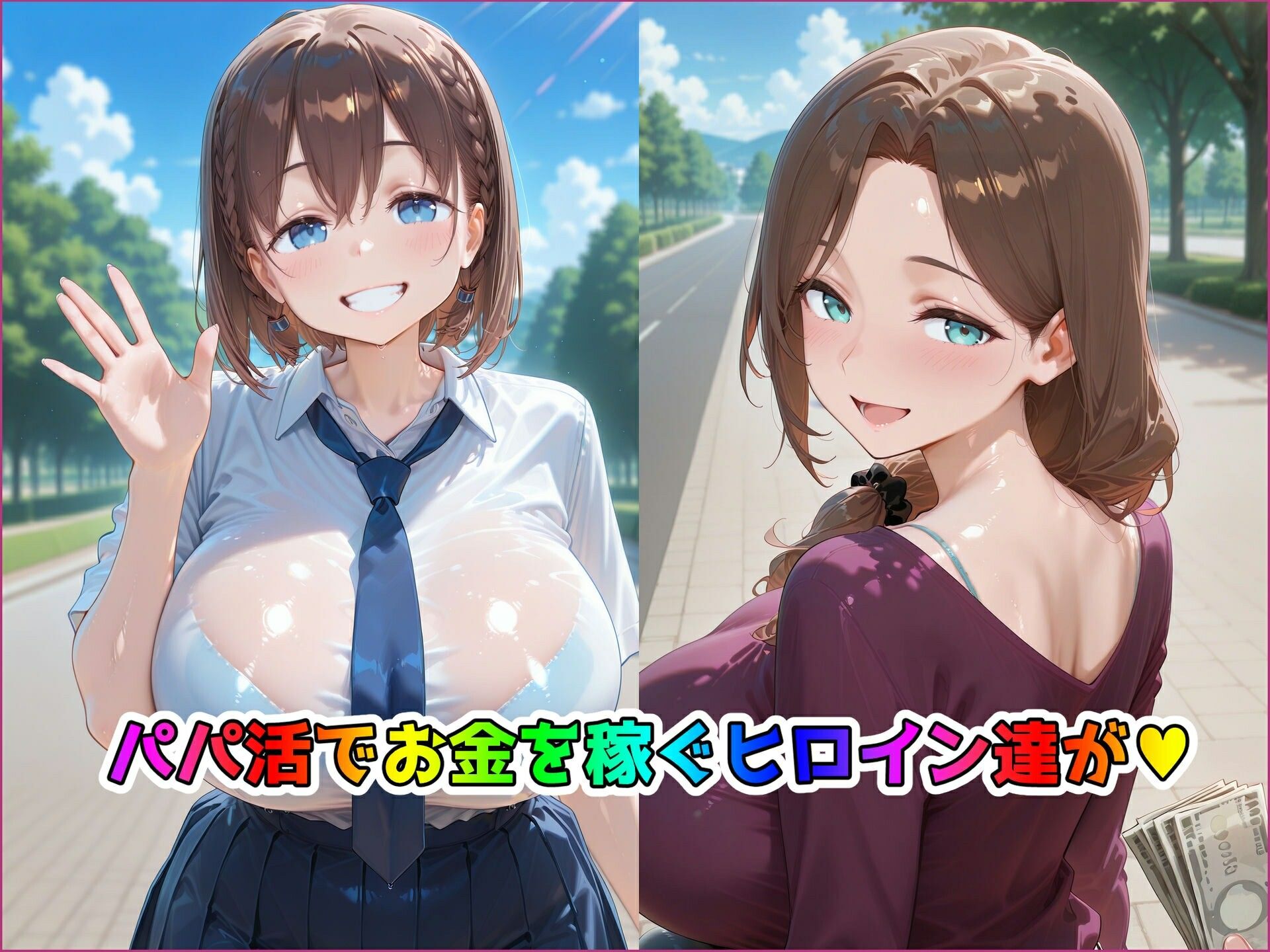パパ活ヒロインと膣内射精えっちする話  〇曜日のたわわの親子編  あ〇ちゃん＆あ〇ちゃんママ サンプル2ページ目
