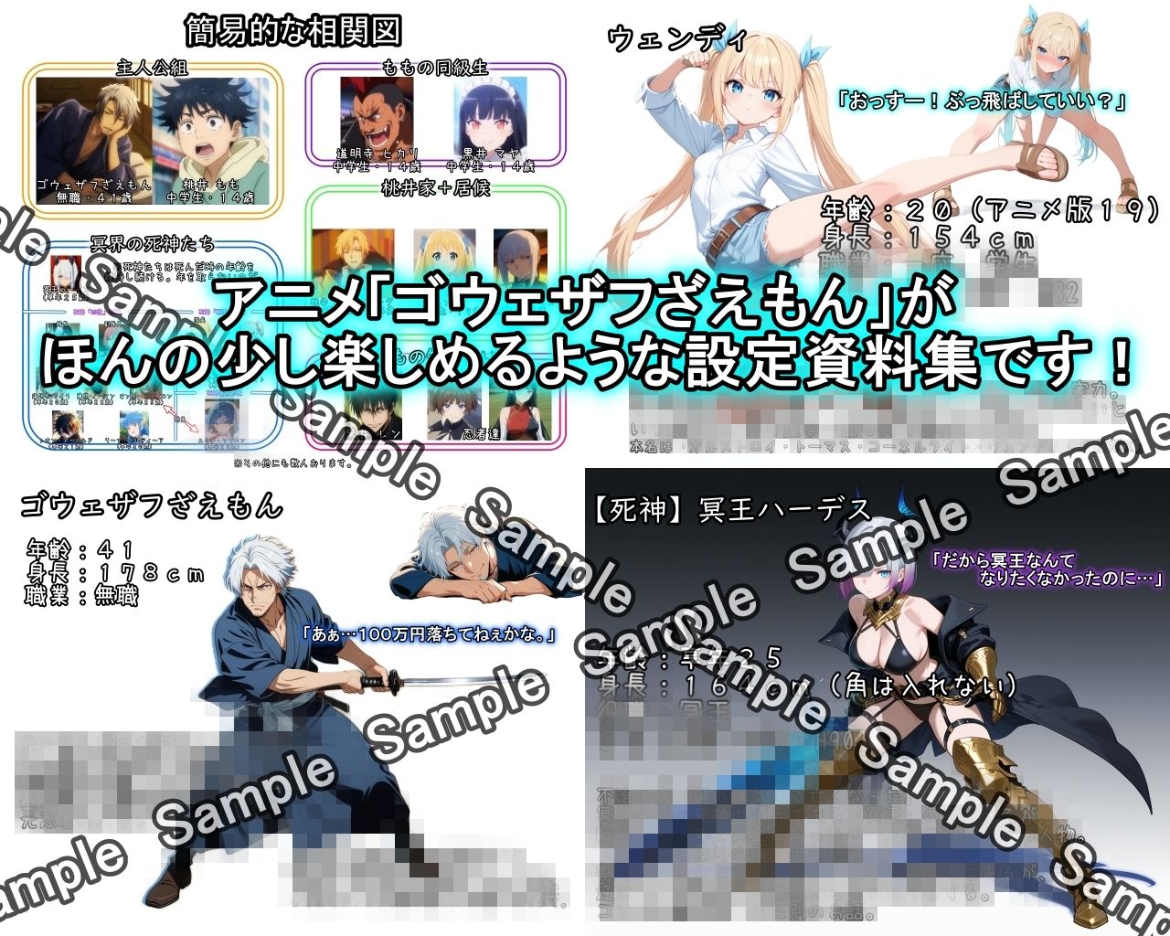 ［ゴウェザフざえもん＋R］1.25倍アニメが楽しめる！？設定資料集。 サンプル1ページ目