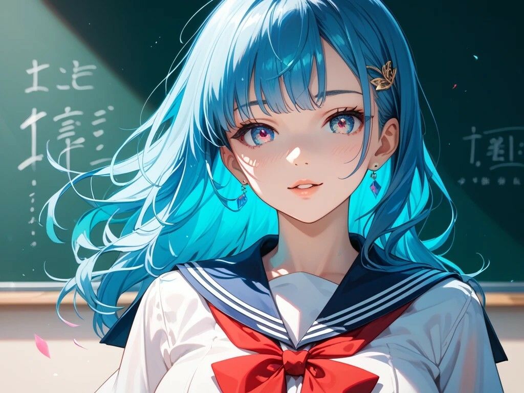 茶髪メイドと青髪セーラー服の女の子と茶髪水着の女の子 サンプル4ページ目