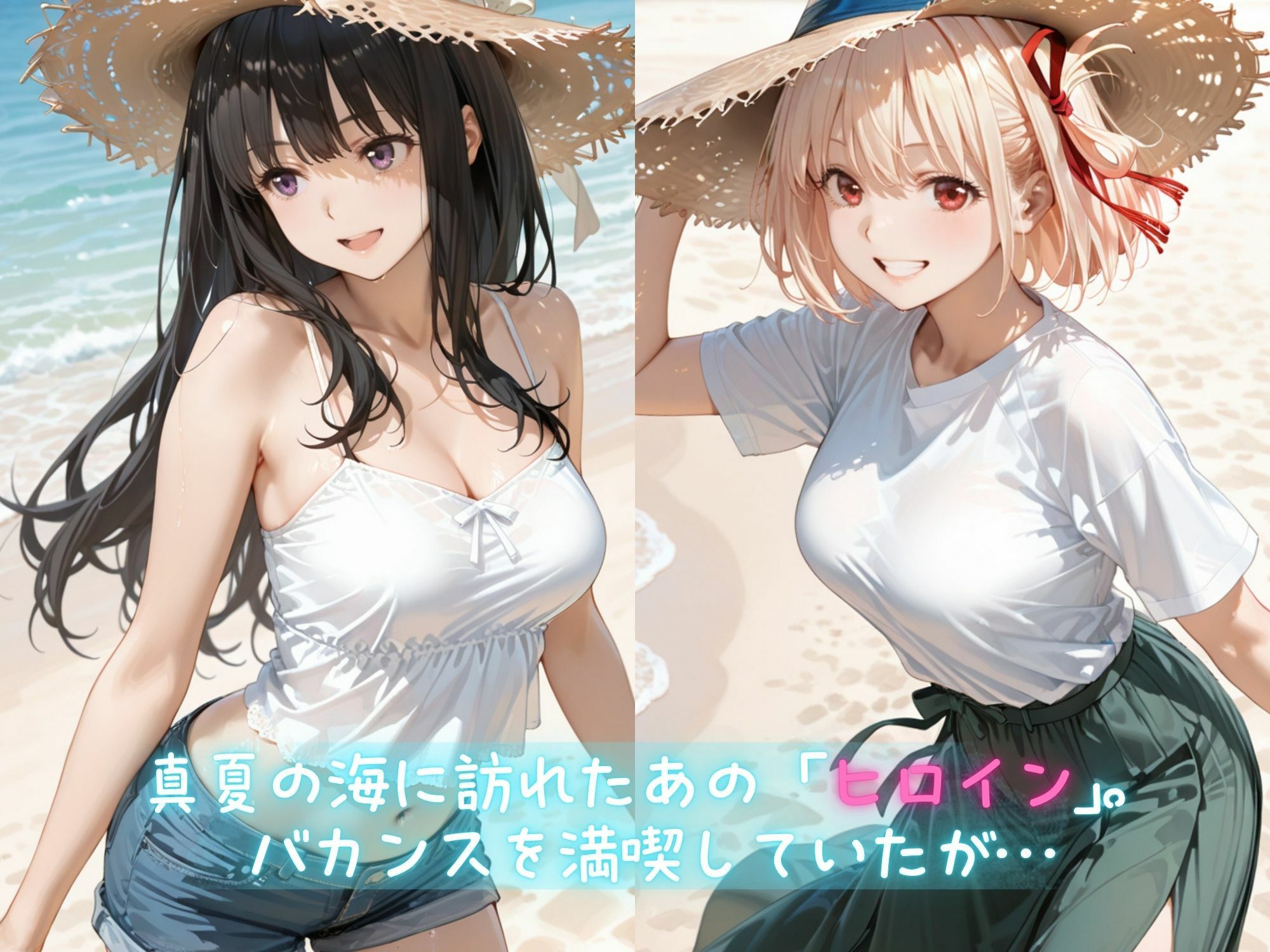 メス堕ちヒロイン  〜 た●な＆ち●と 夏の海編 〜 サンプル1ページ目