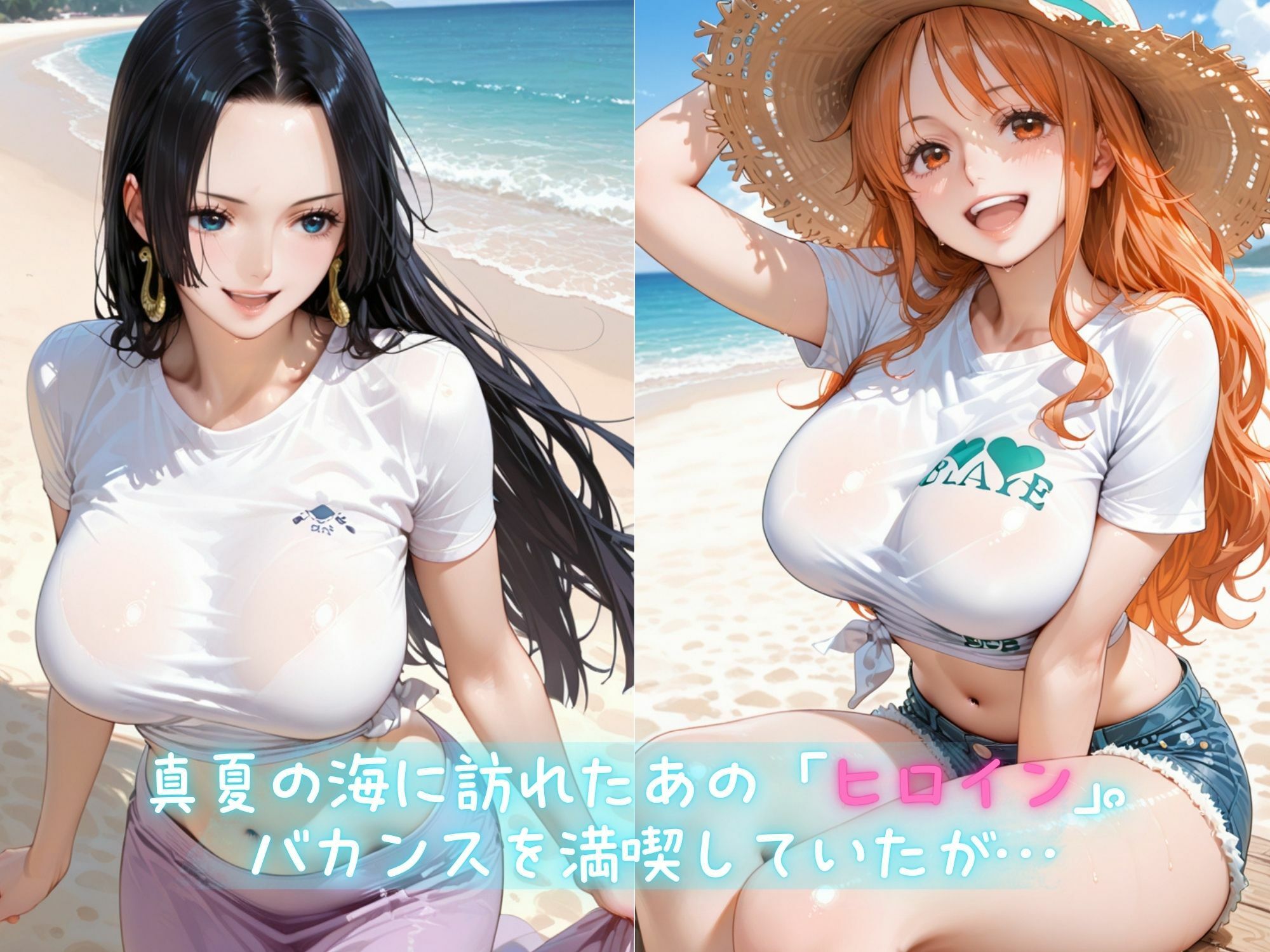メス堕ちヒロイン  〜 ハン●ック＆●ミ 夏の海編 〜 サンプル1ページ目