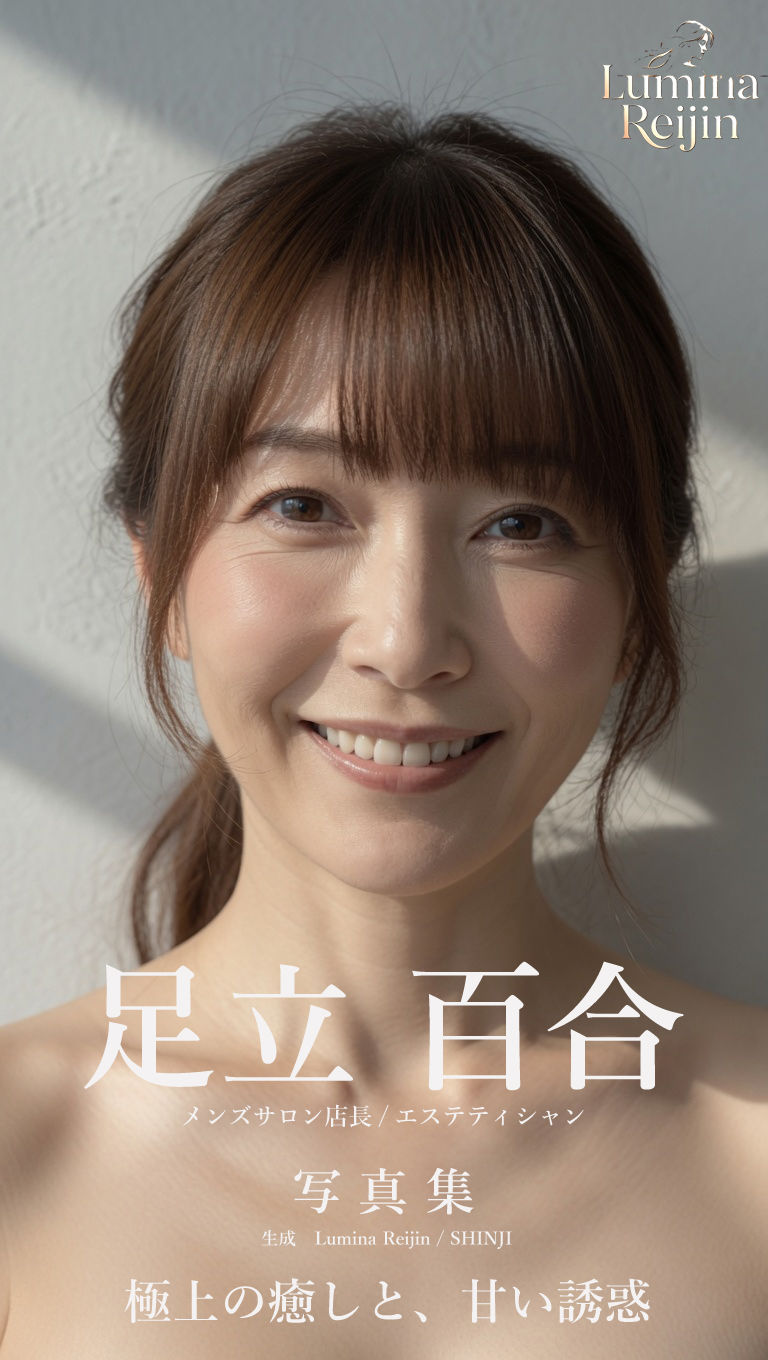 【AI生成】AI写真集 Vol.1  足立百合 メンズサロンリリー 店長「極上の癒しと、甘い誘惑」 サンプル2ページ目