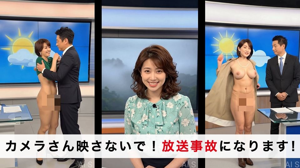 【約70分】『強●脱衣』女子アナ脱衣 ニュース番組の裏で自らすべてを曝け出す-AIで描く究極の美女達- サンプル2ページ目