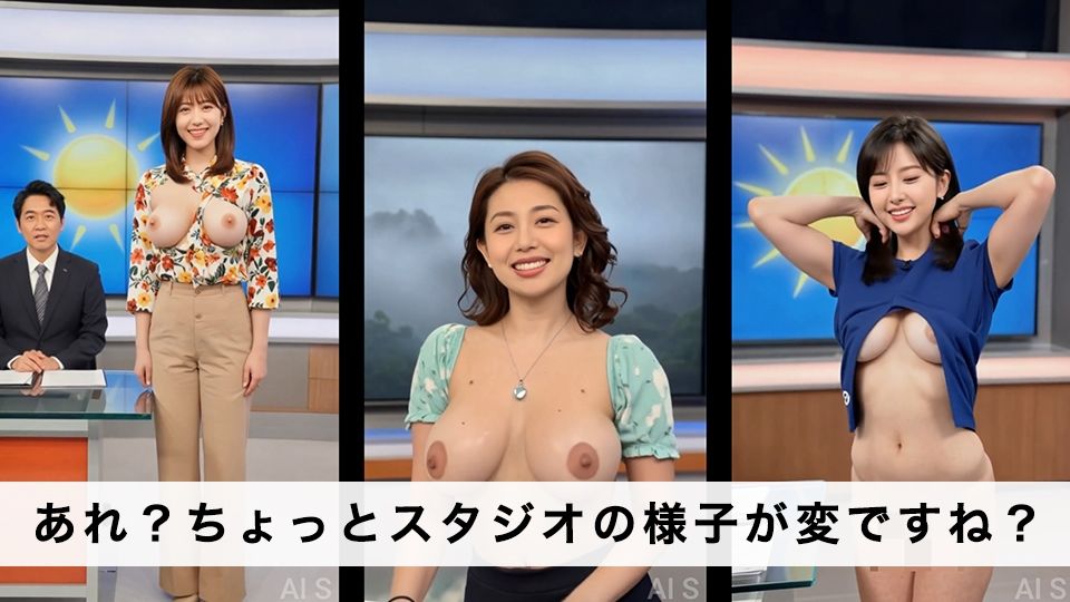 【約70分】『強●脱衣』女子アナ脱衣 ニュース番組の裏で自らすべてを曝け出す-AIで描く究極の美女達- サンプル3ページ目