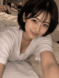 【AIグラビア】「ダメだよ？」と言いながら視線で誘う…ベッドの上の無防備なひなちゃん 60P サンプル9ページ目