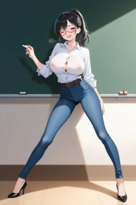 【裸ジーンズ女子8】セクシー変態教師の乳首丸見え講座 サンプル2ページ目