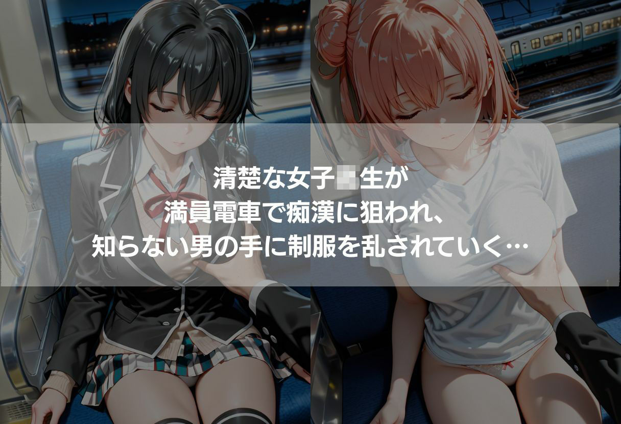 終電痴●記録 〜黒髪清楚JKと桃髪ツンデレ美女の堕落437枚〜 サンプル2ページ目