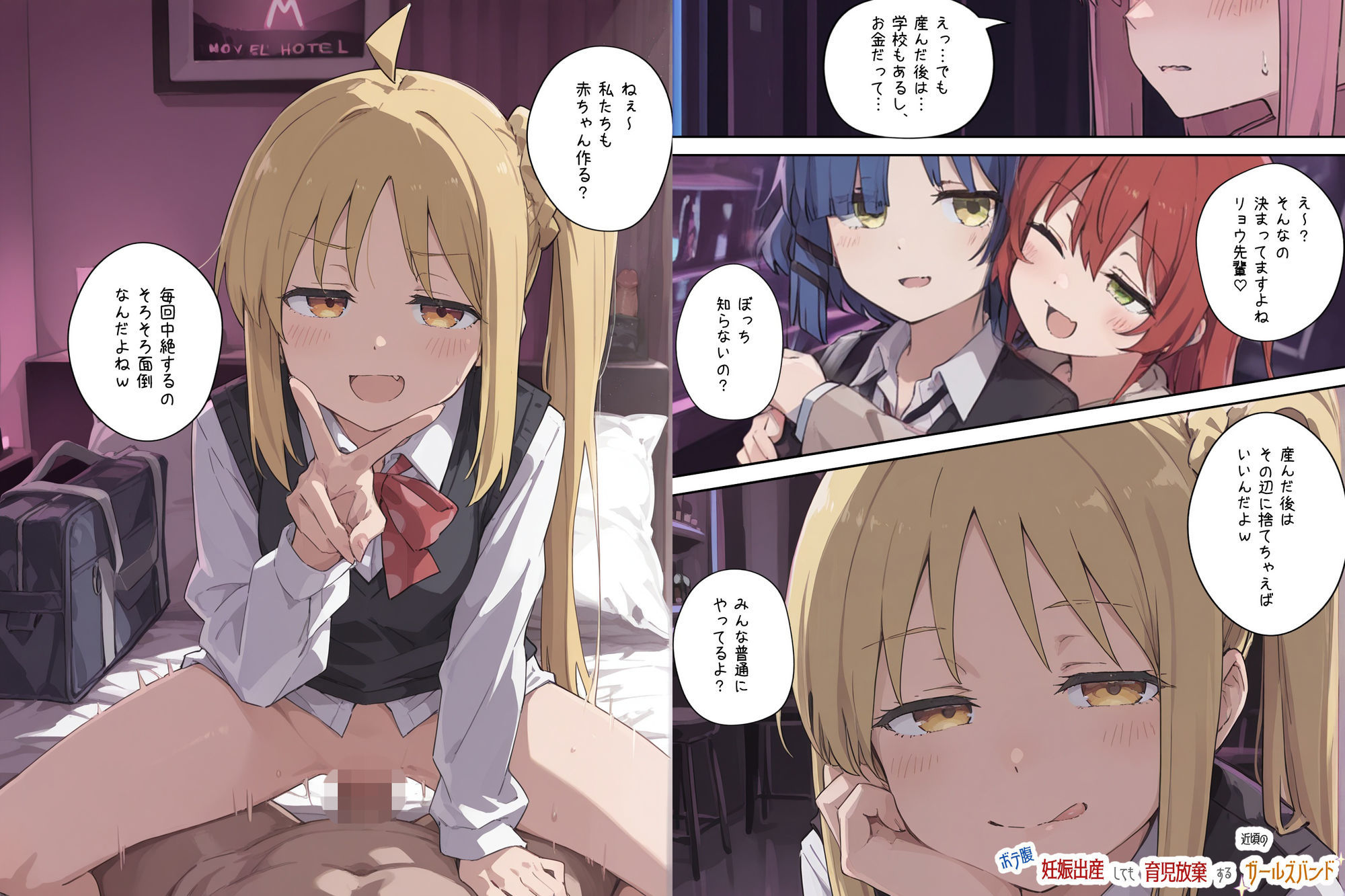 ボテ腹妊娠出産しても育児放棄する近頃のガールズバンド サンプル3ページ目