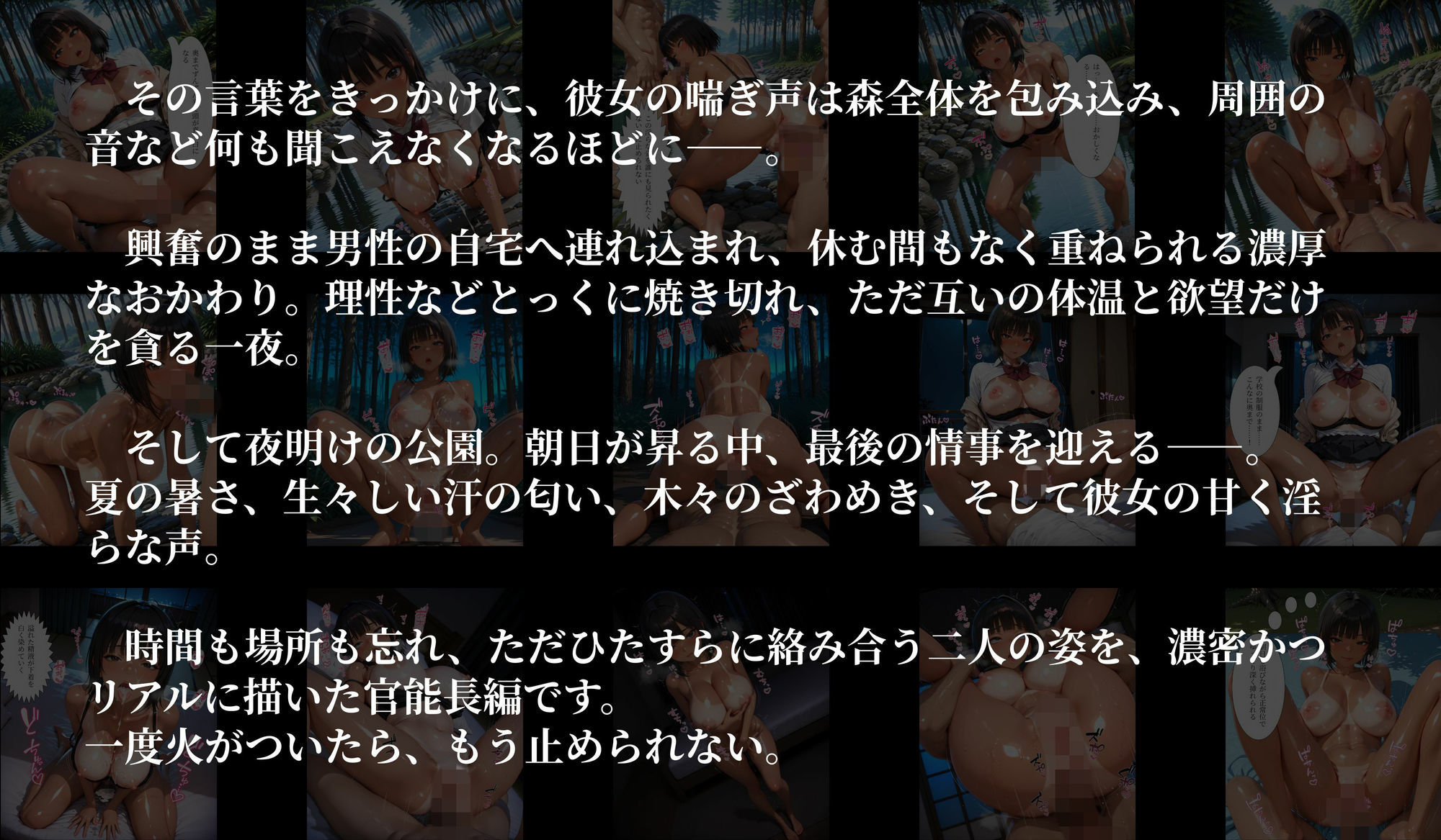 ［500枚の4K高画質（セリフあり）］森夏生姦〜汗だく女生徒と朝まで野生交尾〜 サンプル3ページ目