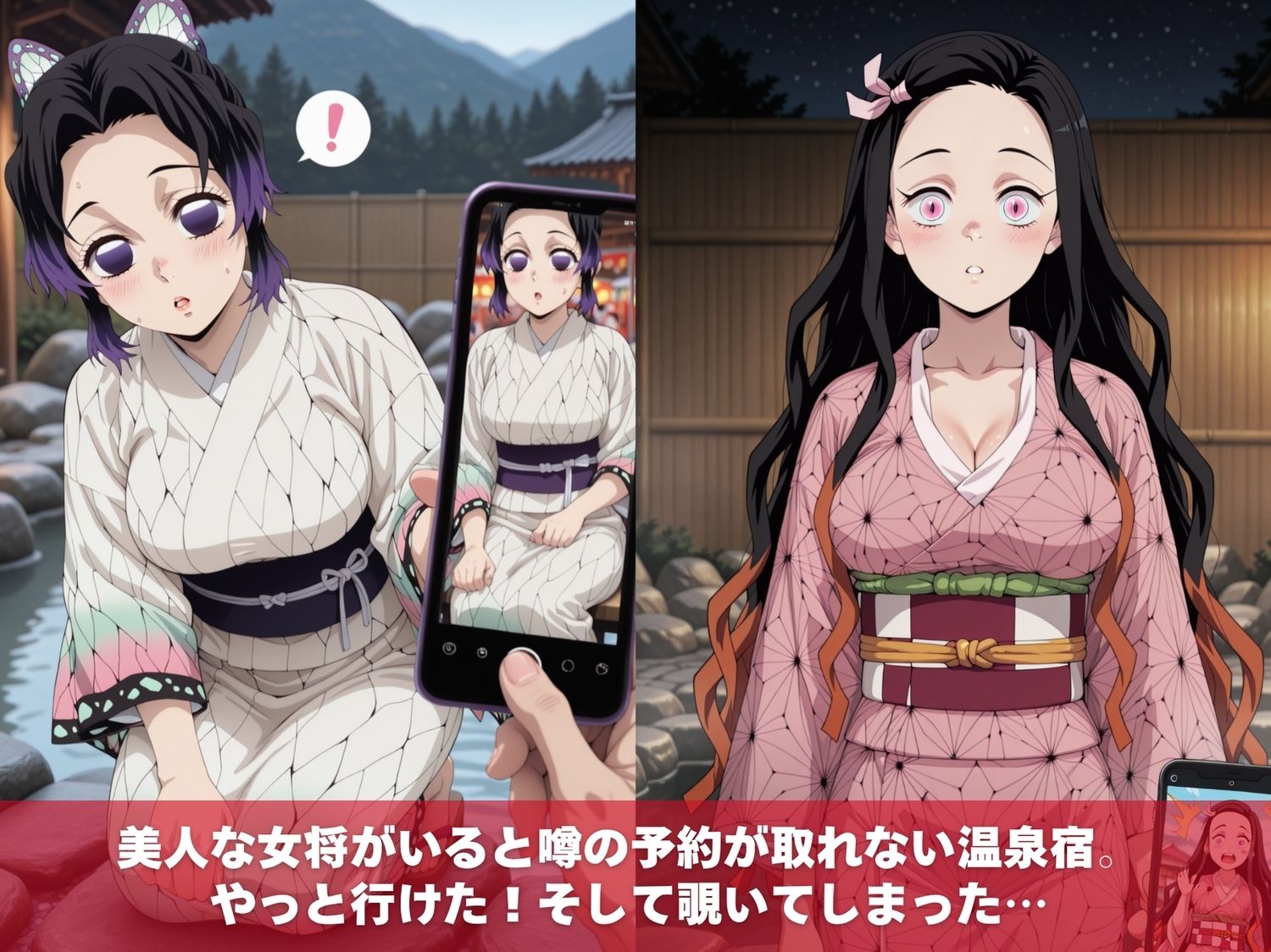 温泉宿の秘密（ハート）覗き見したら…〜鬼●の刃1〜 サンプル1ページ目