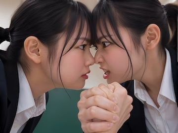 【女教師の腕相撲】どちらがこのクラスの担任かを決めるふたり。 サンプル2ページ目