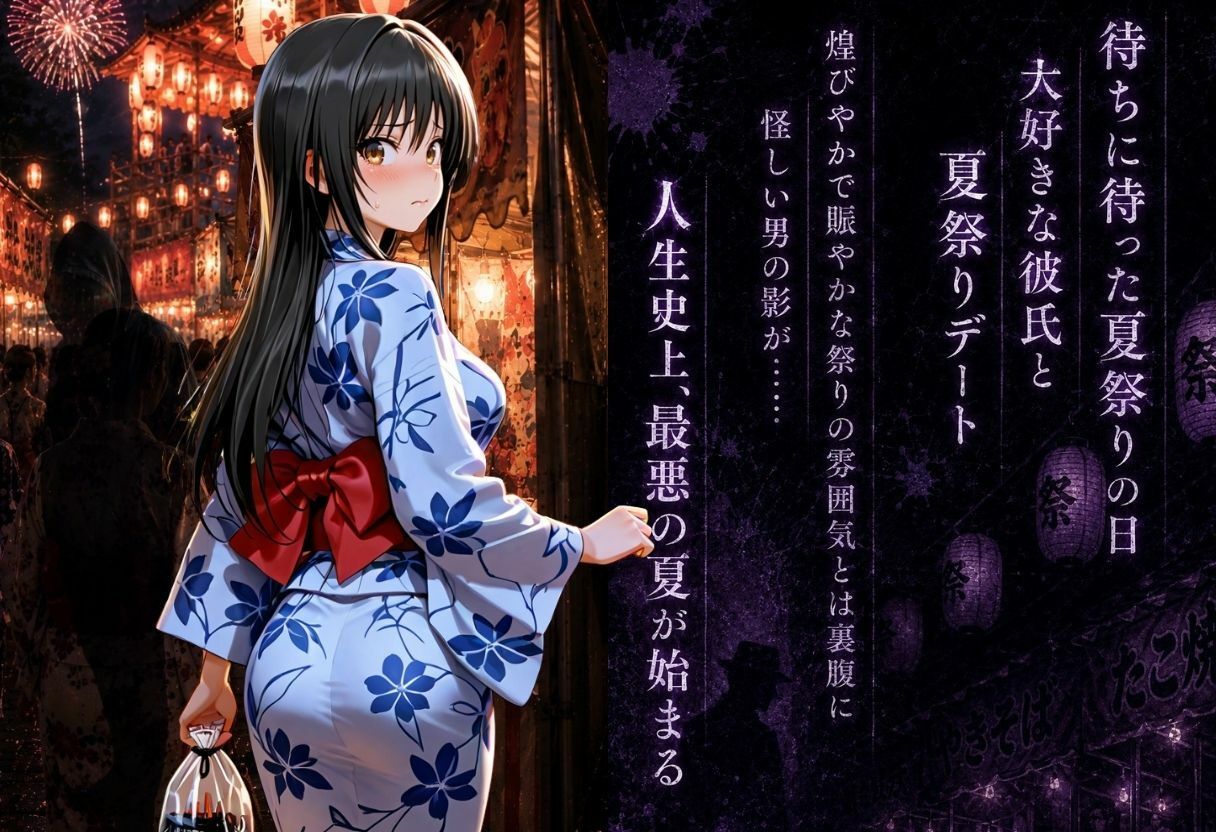 「夏祭りの夜に奪われた恋 〜ヤンキー不良に犯●れ、浴衣のまま絶頂する彼女〜」 サンプル1ページ目