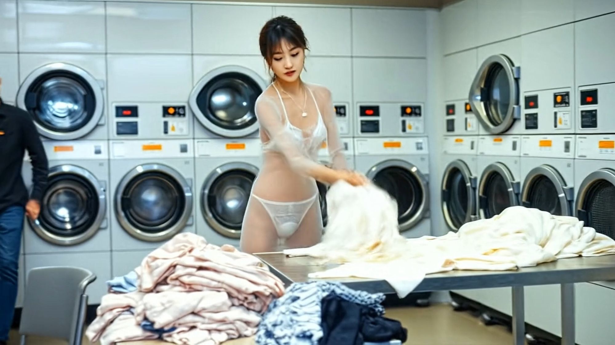 妄想23 コインランドリーでお嬢様の脚をおっぴろげ AI生成動画 サンプル7ページ目