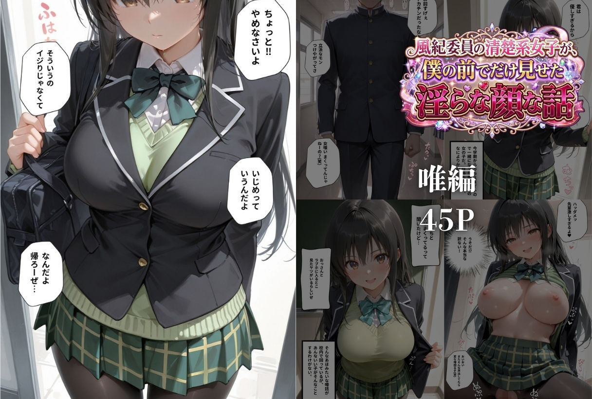 風紀委員の清楚系女子が、僕の前でだけ見せた淫らな顔な話」 サンプル1ページ目