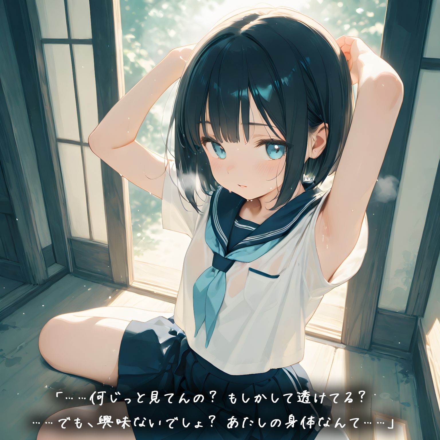 雨の社、紬葉のセーラー服が乾くまで サンプル2ページ目