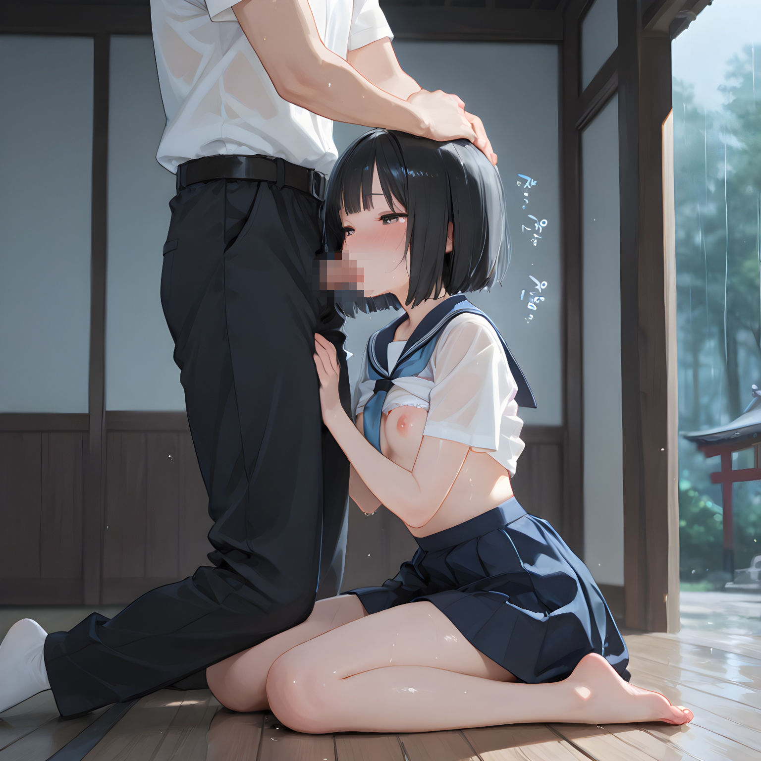 雨の社、紬葉のセーラー服が乾くまで サンプル5ページ目