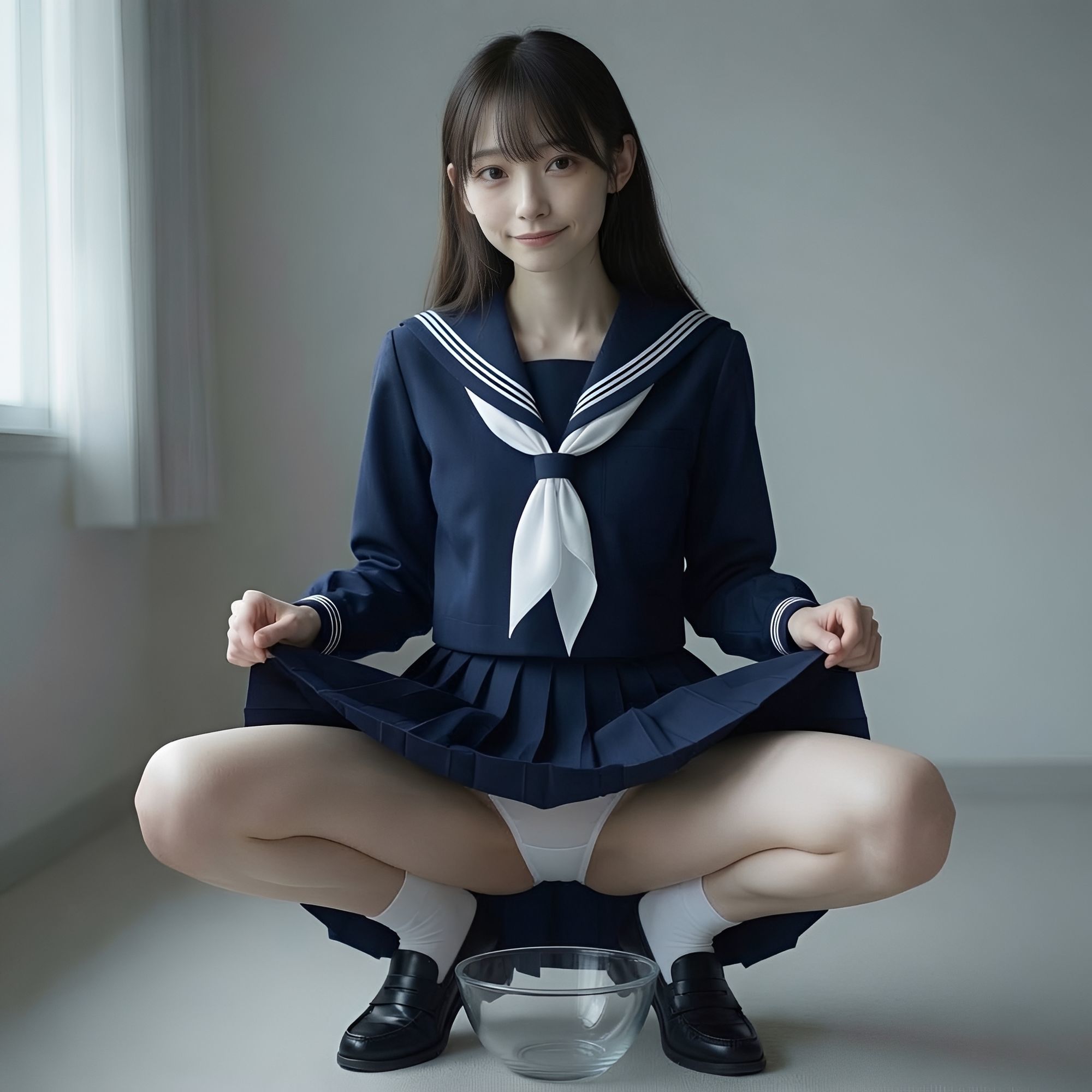 セーラー服  パンティ見せ 淫語と聖水を添えて サンプル3ページ目