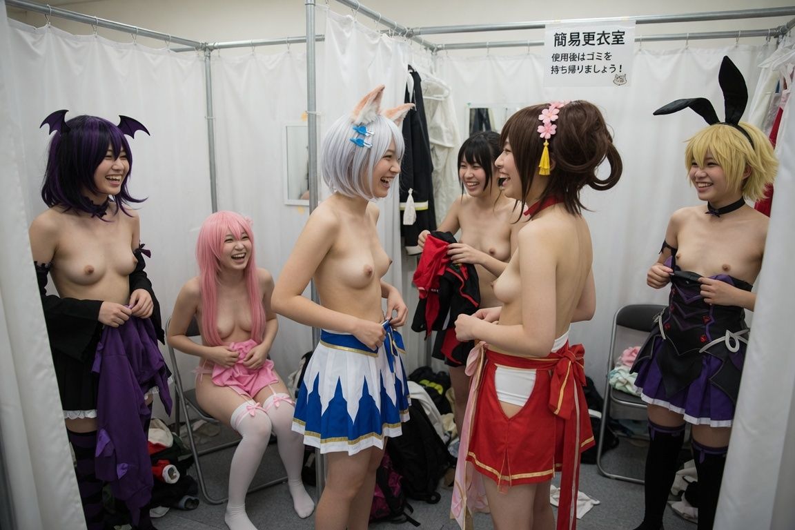 コスプレ会場の簡易更衣室の中の様子 サンプル1ページ目