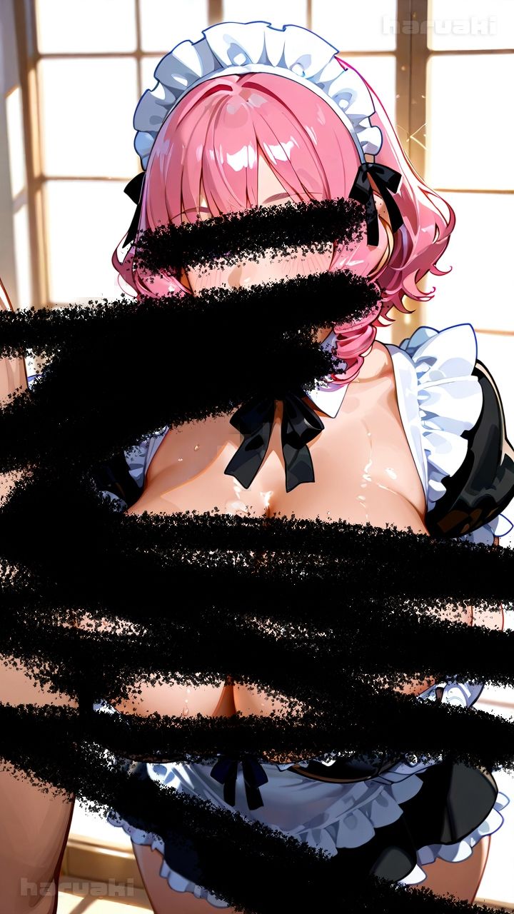 【AIアニメ巨乳美女写真集】Vol.15巨乳があふれてご奉仕放題なピンク髪メイドの七海さん サンプル5ページ目