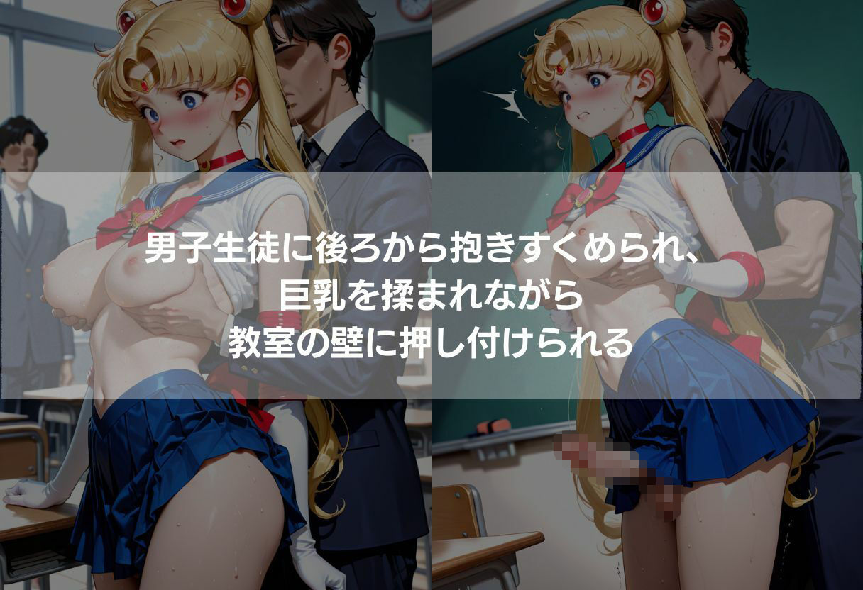 ふたなり巨乳3美少女 金髪青髪黒髪の教室・トイレ・森中出し 342枚 サンプル2ページ目