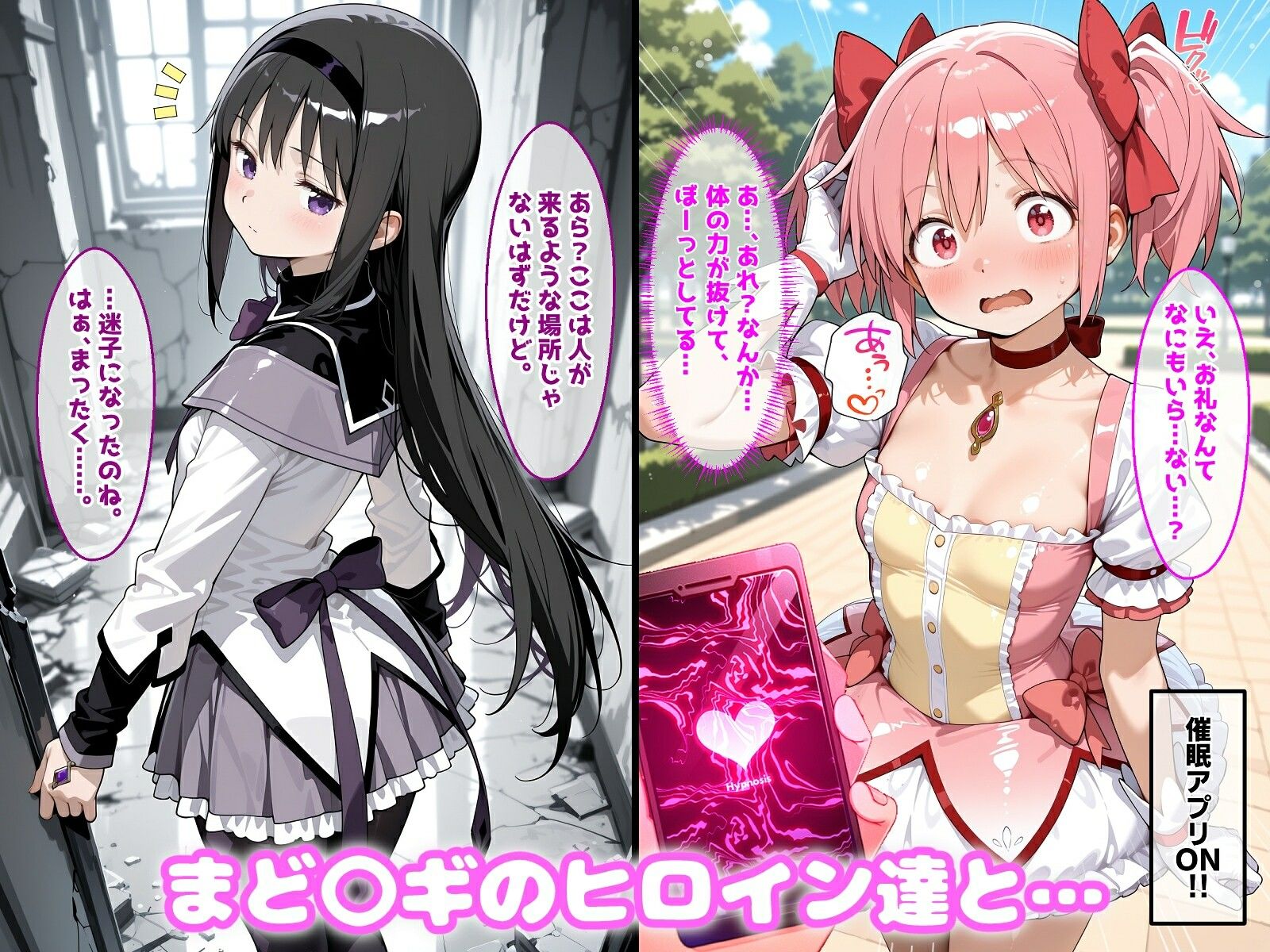 〇眠アプリで妊娠孕ませ  まど〇ギのヒロインたちと膣内射精えっちする話 サンプル1ページ目